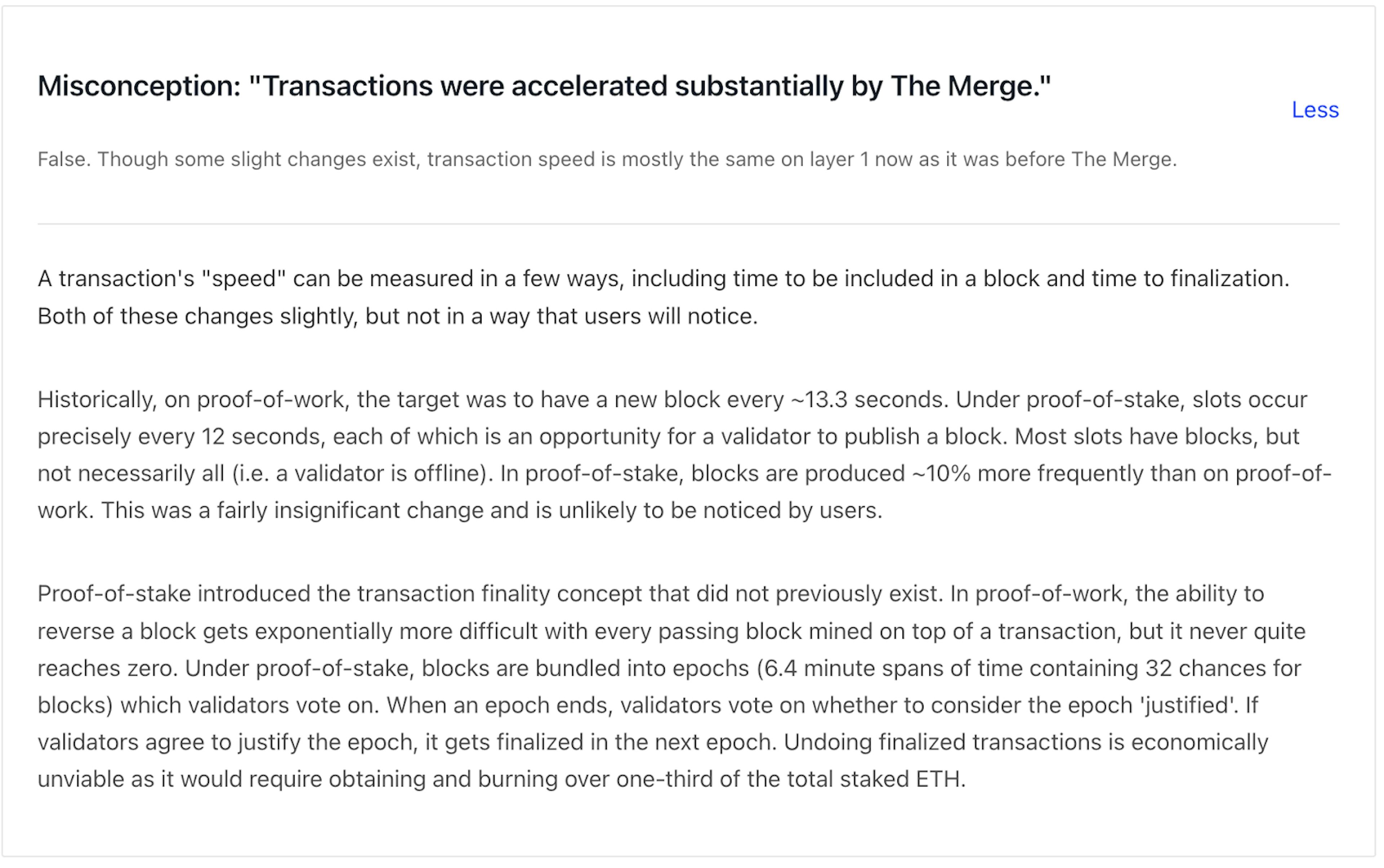 Misconceptions about the Eth merge