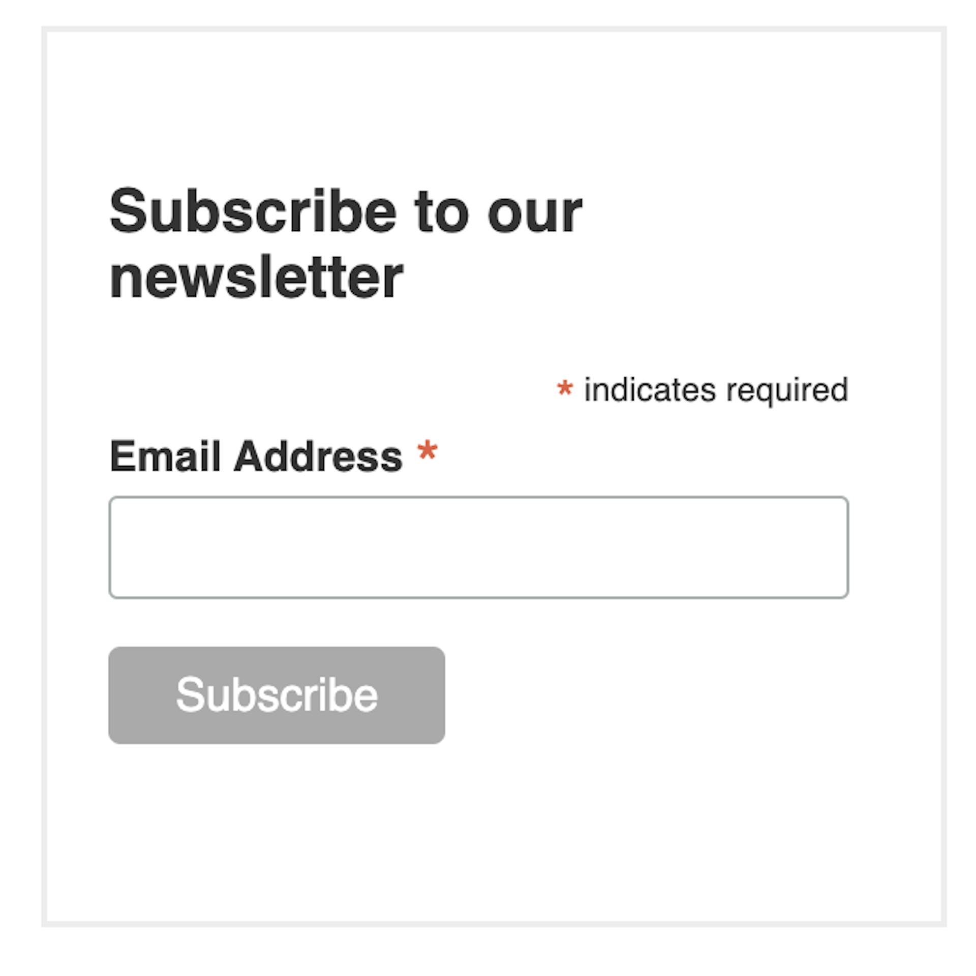 Example of a bad newsletter subscription