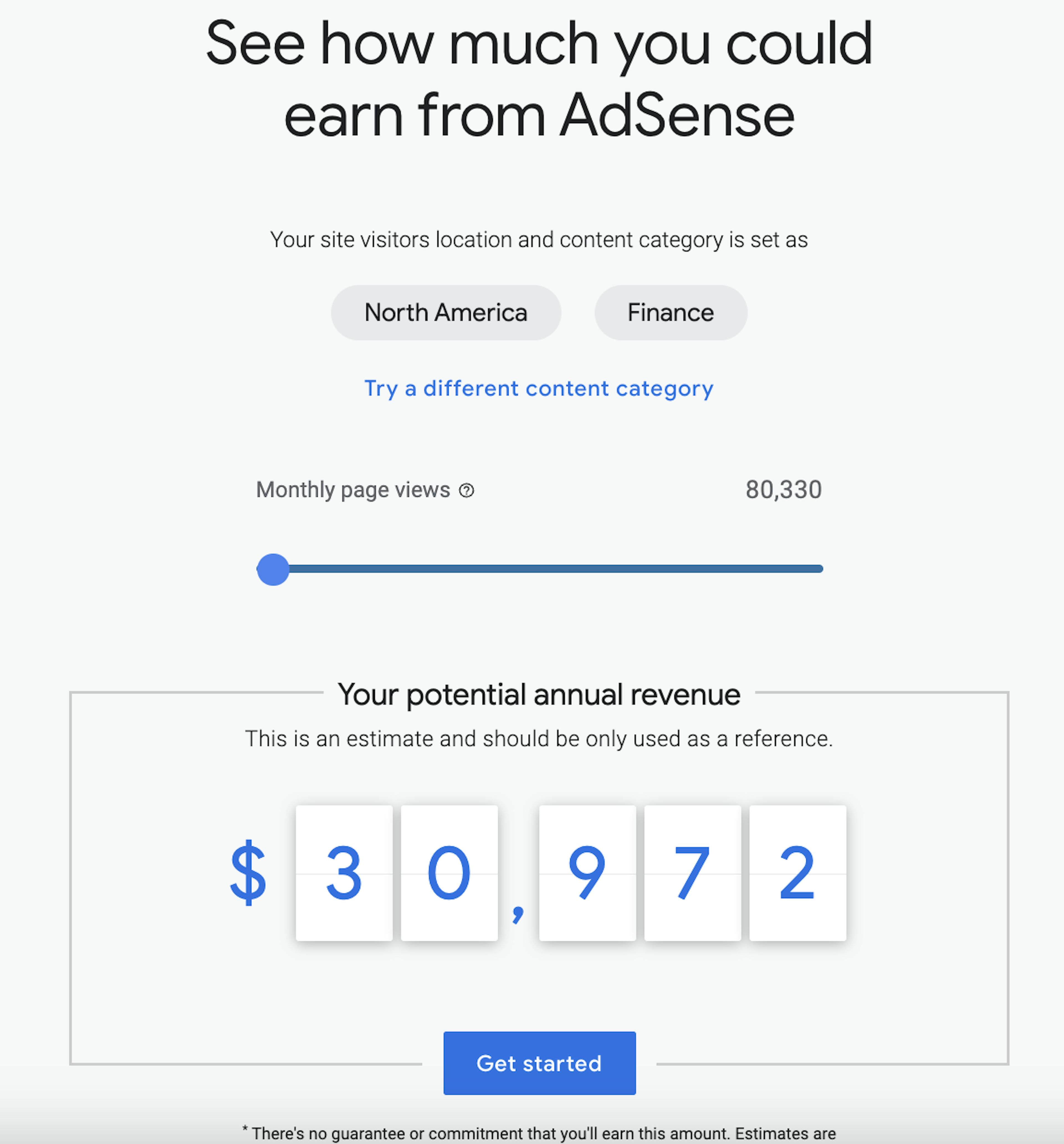 Adsense estimate for Coinchefs traffic of ~80,000 visits