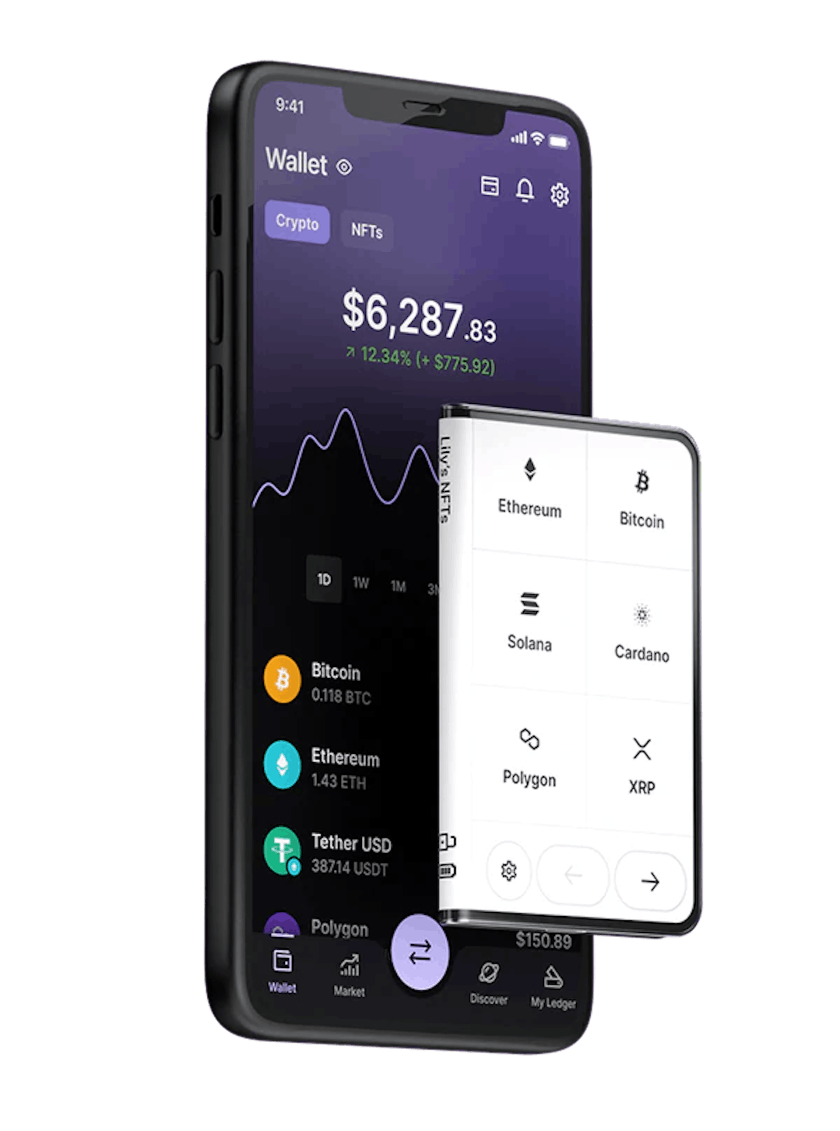 Ledger Stax next to a Phone