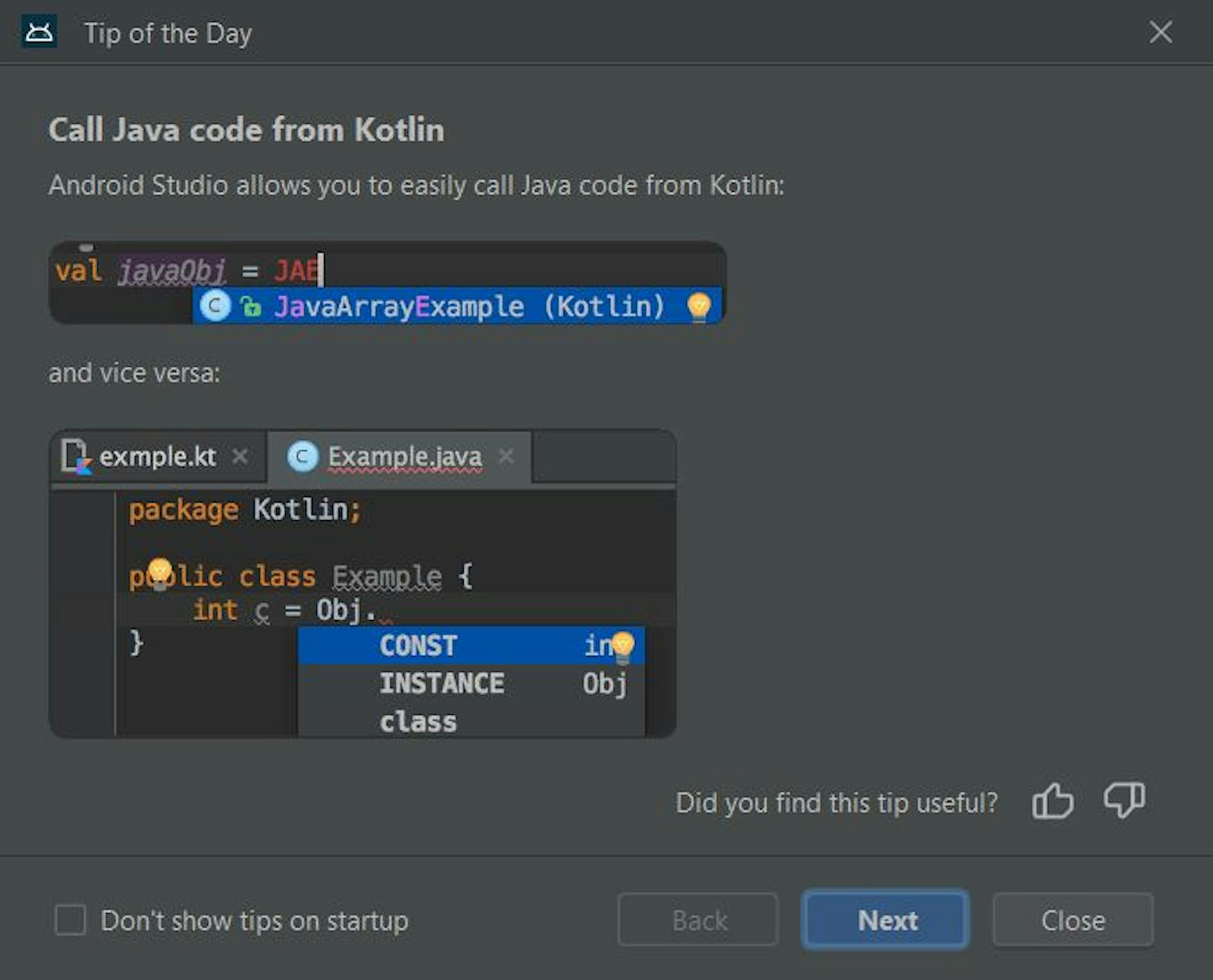Android Studio's tip of the day