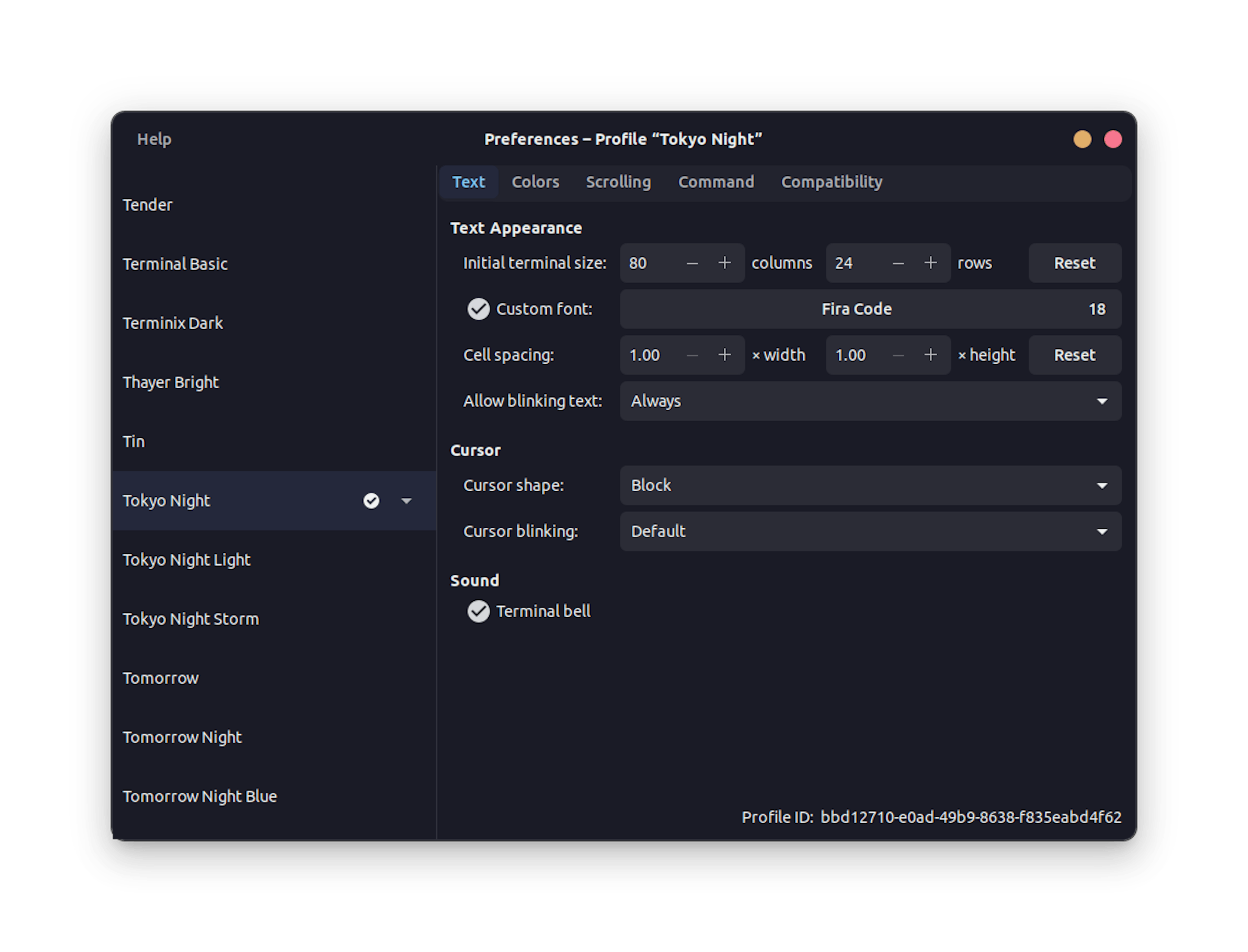 Terminal Theme Settings