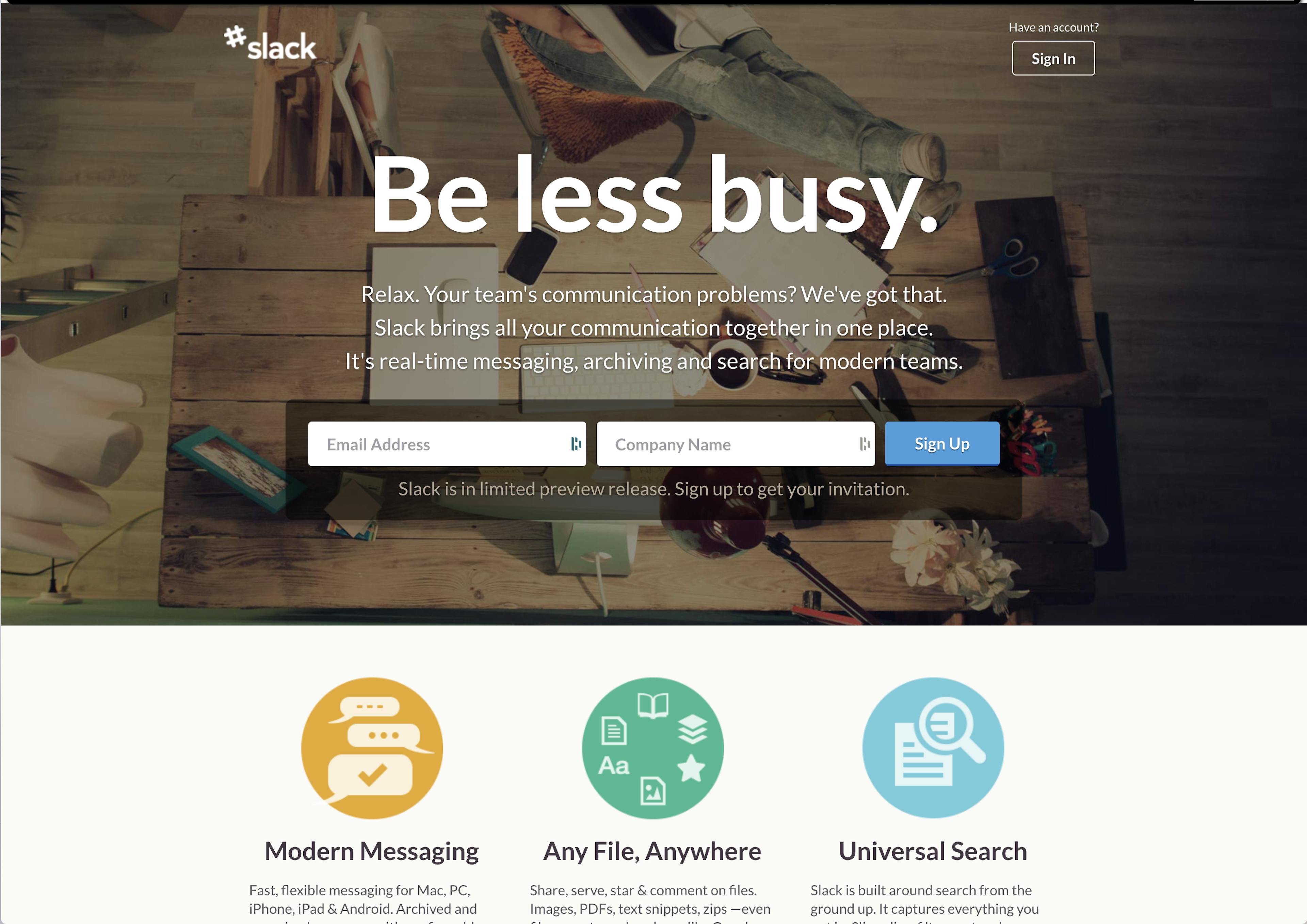 Slack’s website for the public preview
