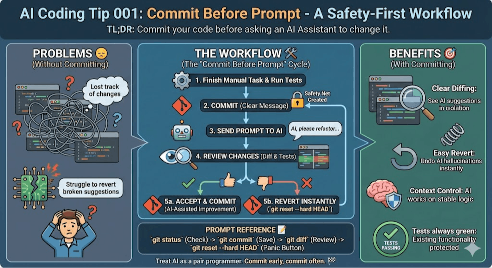 featured image - AI Coding Tip 001 - Commit Your Code Before Asking For Help From an AI Assistant