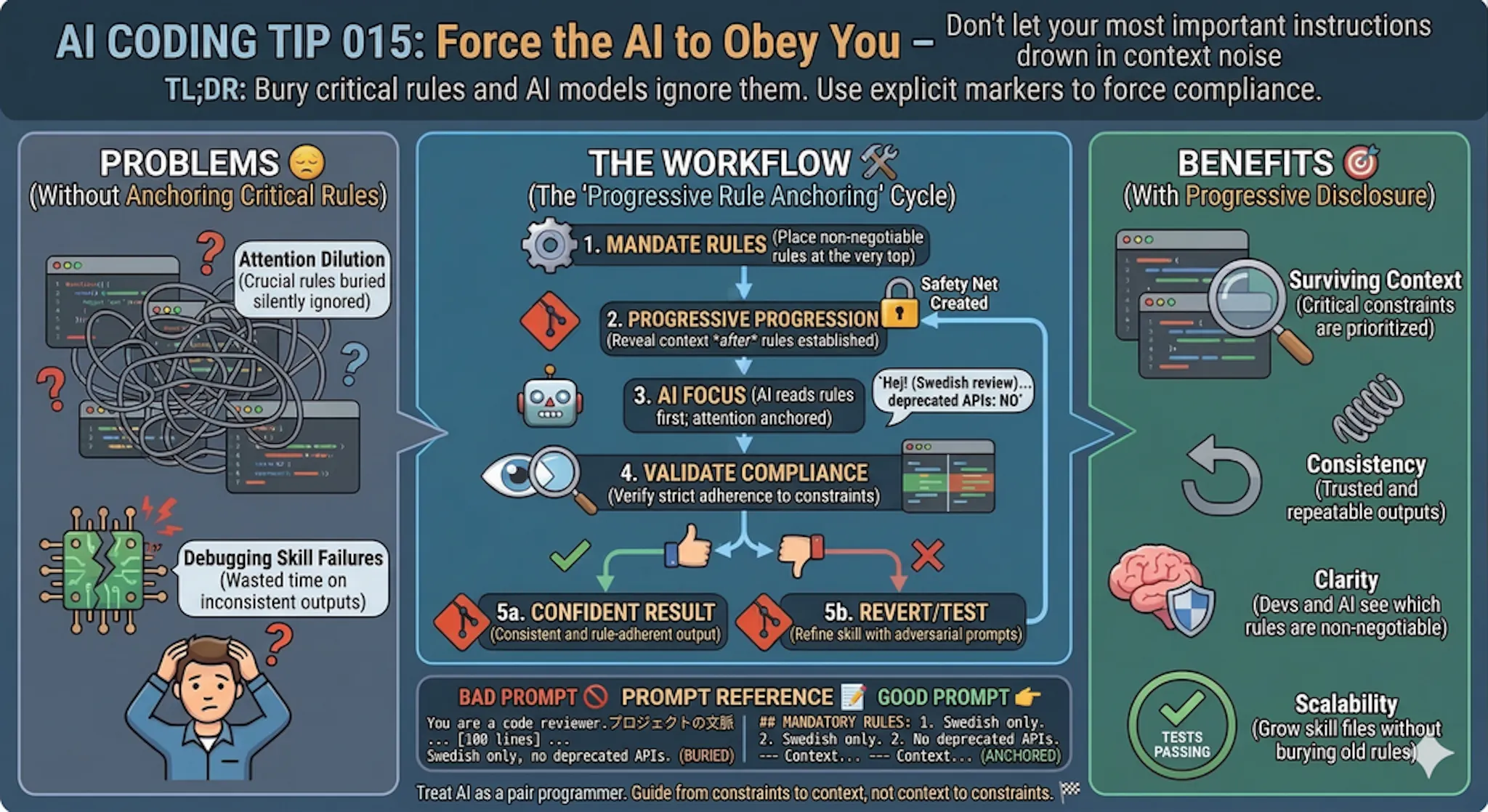 featured image - AI Coding Tip 015 - Force the AI to Obey You