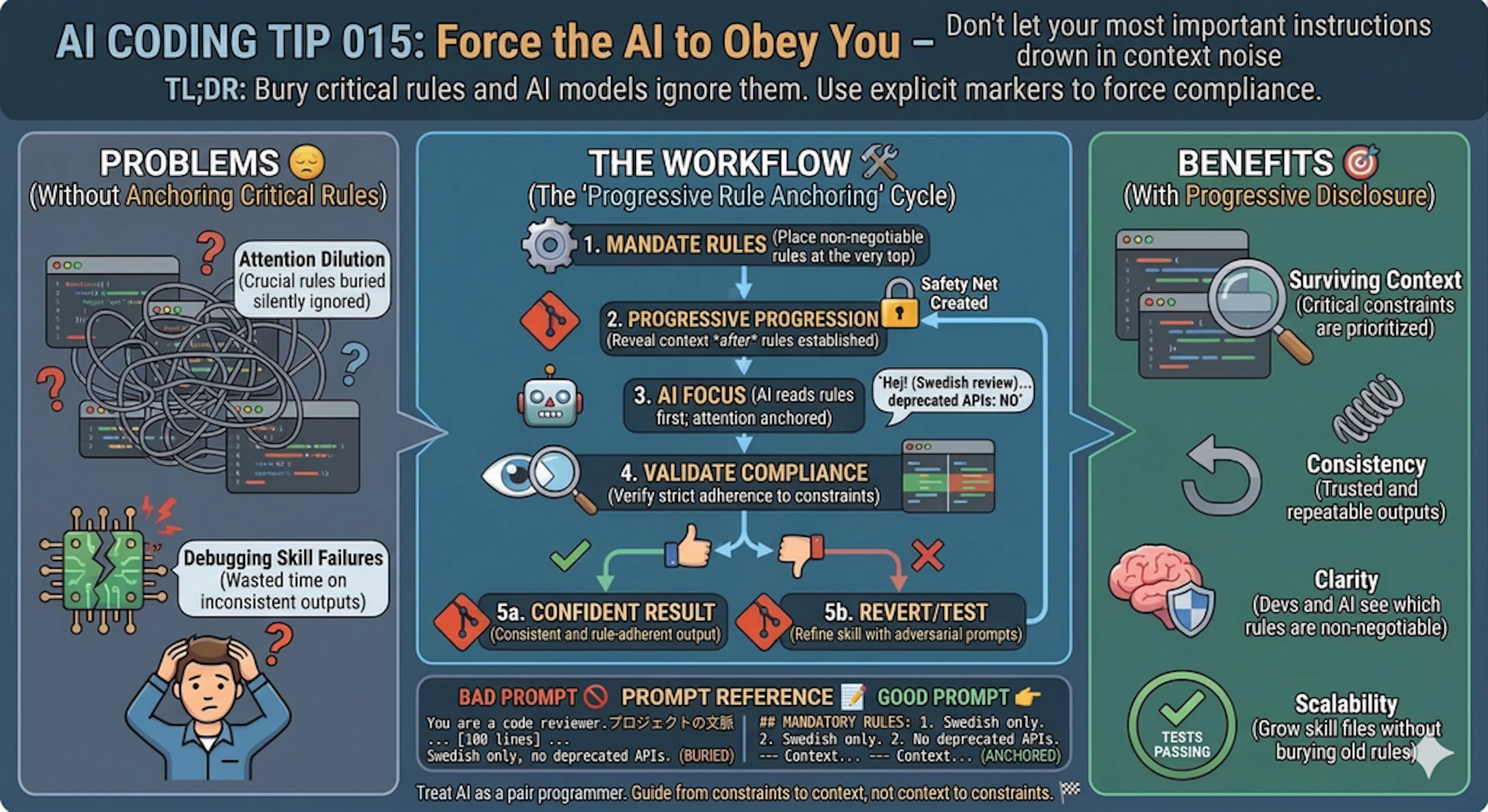 featured image - AI Coding Tip 015 - Force the AI to Obey You