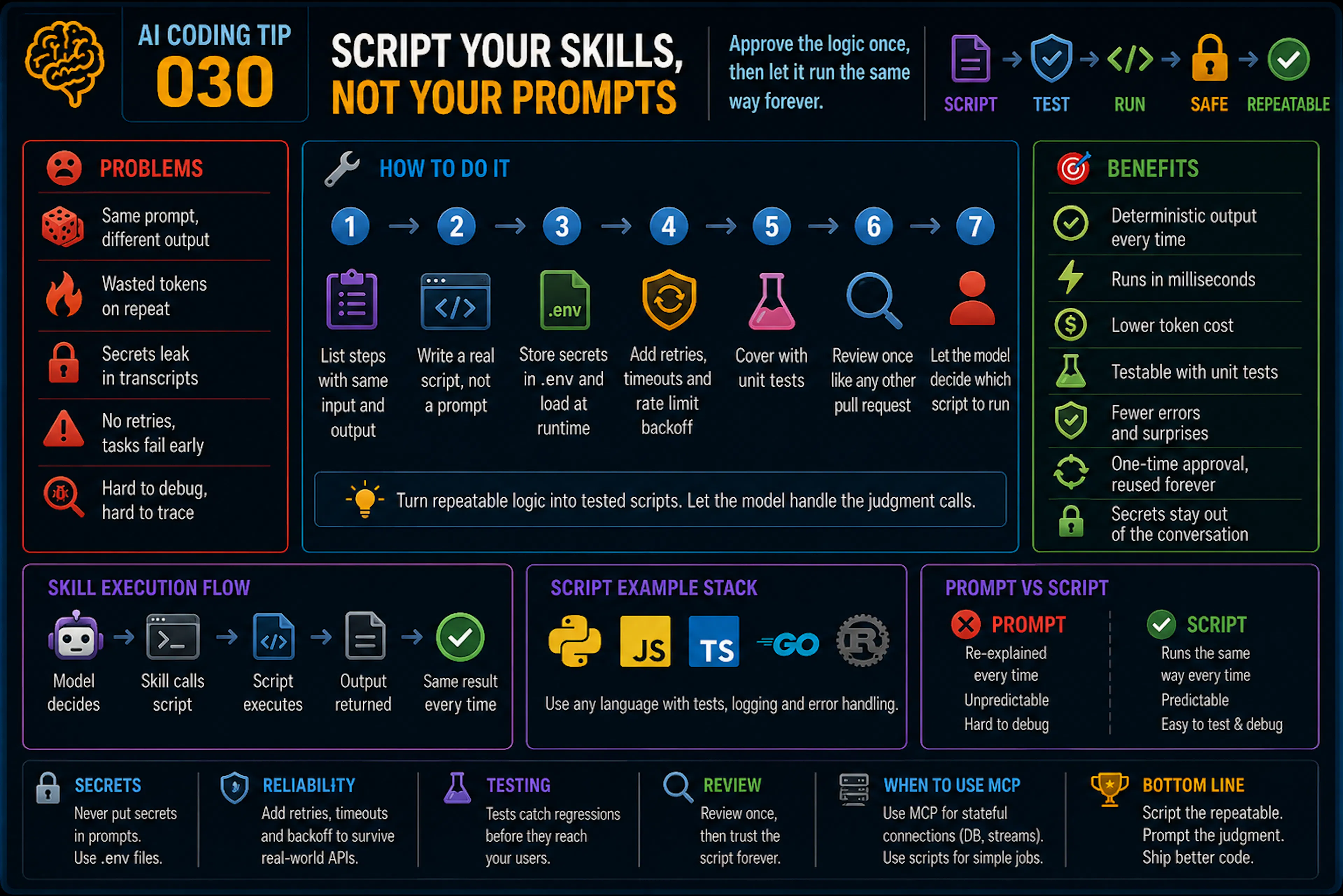 featured image - AI Coding Tip 030 - Turn Repeatable Skill Steps Into Tested Scripts Instead of Prompts