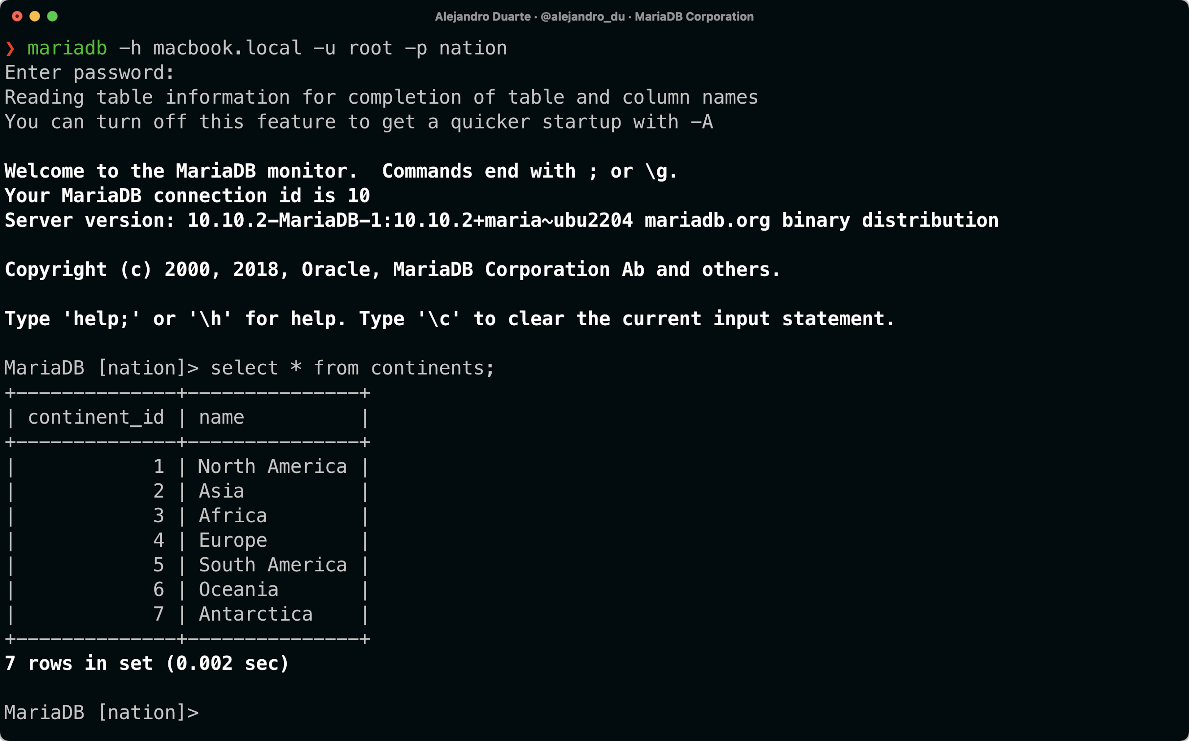 The MariaDB CLI-based SQL client