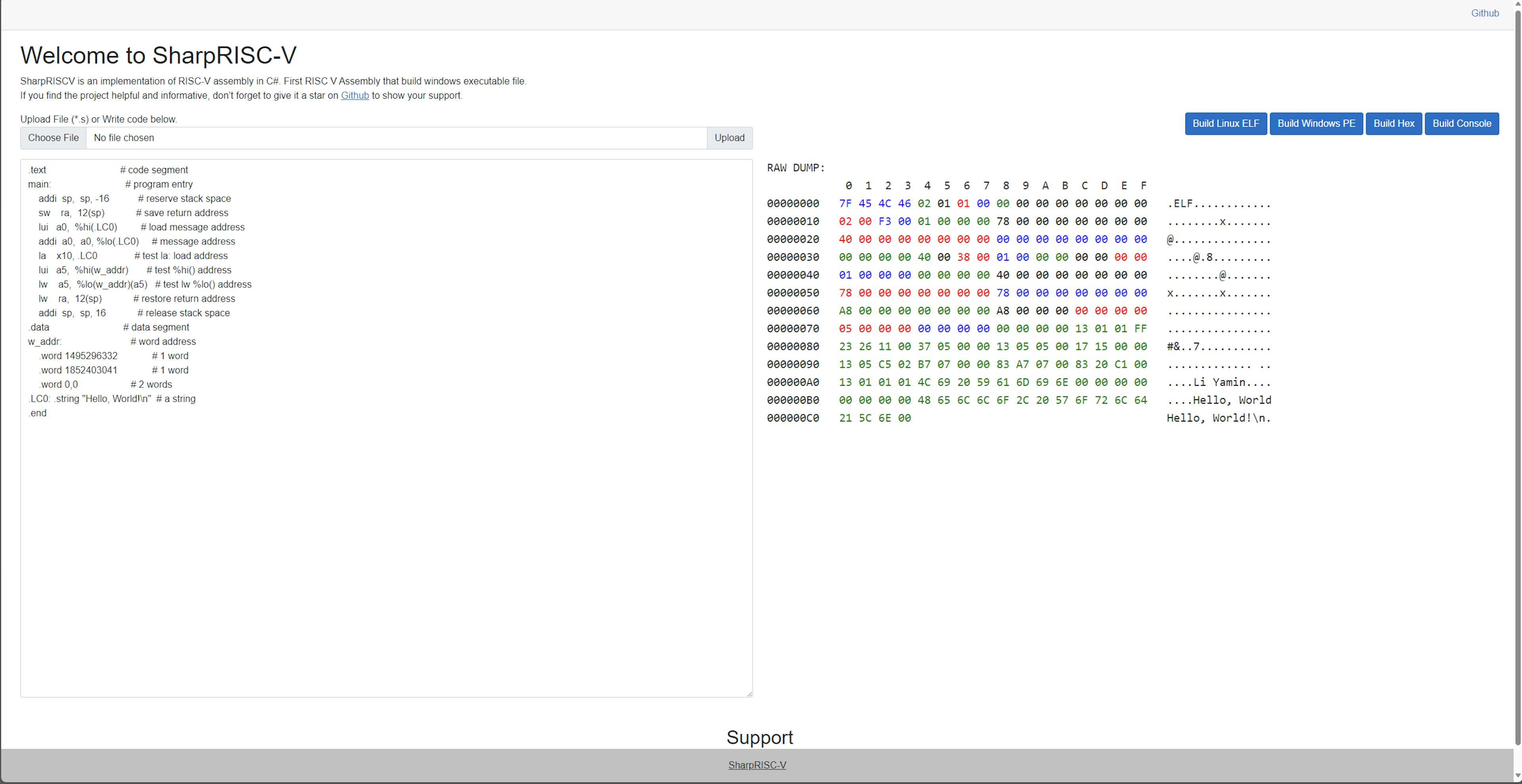 SharpRISCV — Showing Linux Dump