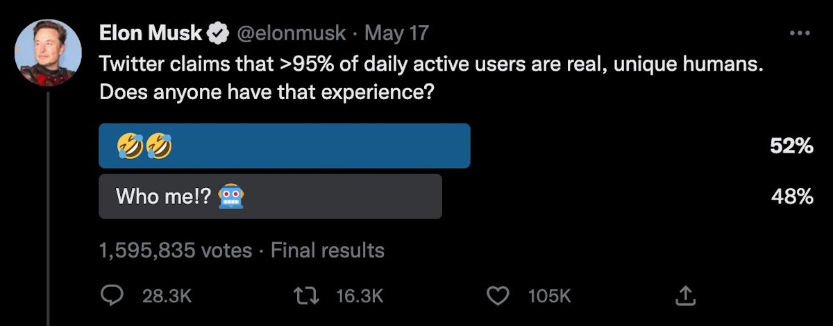 featured image - Musk Tried to Back Out of Twitter Deal by Crying Fake Traffic via a Twitter Poll