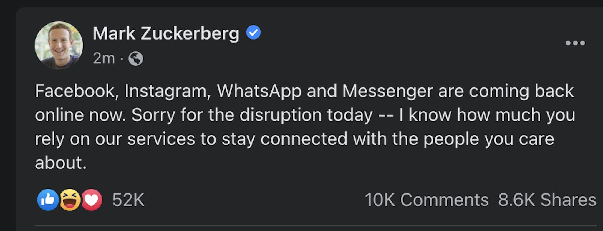 What Zuck had to say about the matter