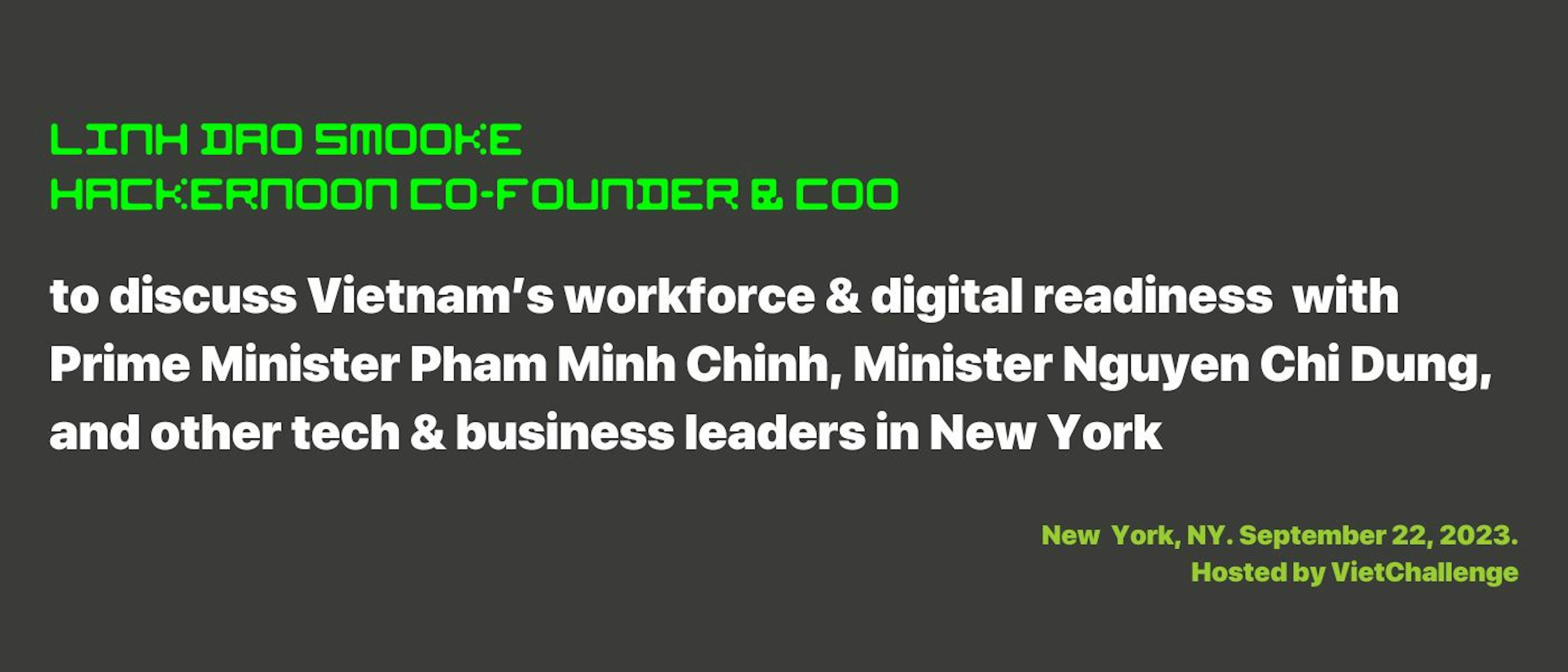 featured image - El director de operaciones de HackerNoon, Linh Dao Smooke, se reunirá con el primer ministro vietnamita, Pham Minh Chinh