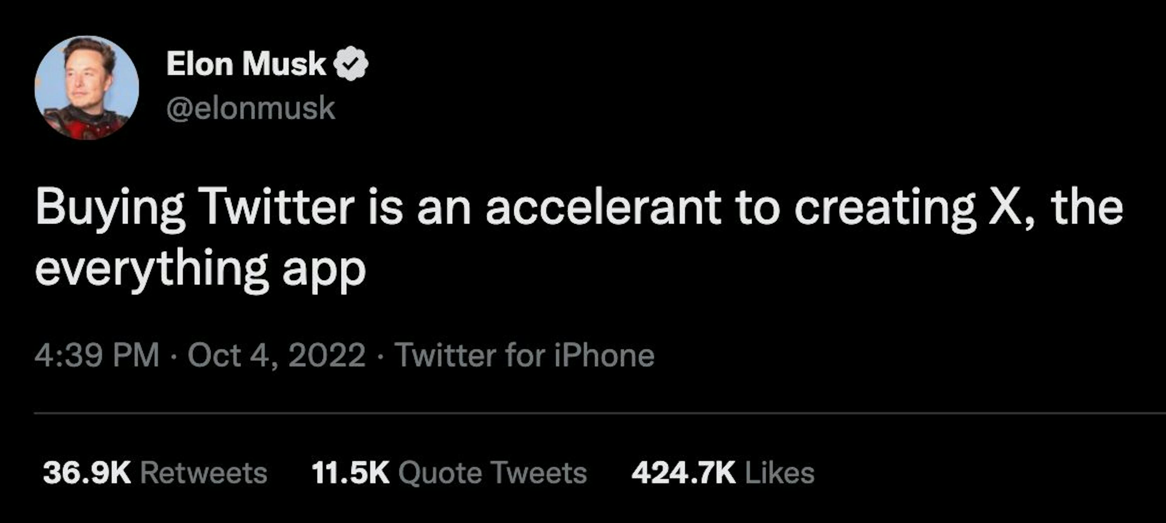 featured image - "L'achat de Twitter est un accélérateur pour créer X, l'application de tout", déclare Elon Musk