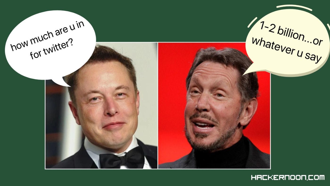 featured image - Larry Ellison et Elon Musk d'Oracle ont atterri sur son investissement de 2 milliards de dollars sur Twitter par SMS