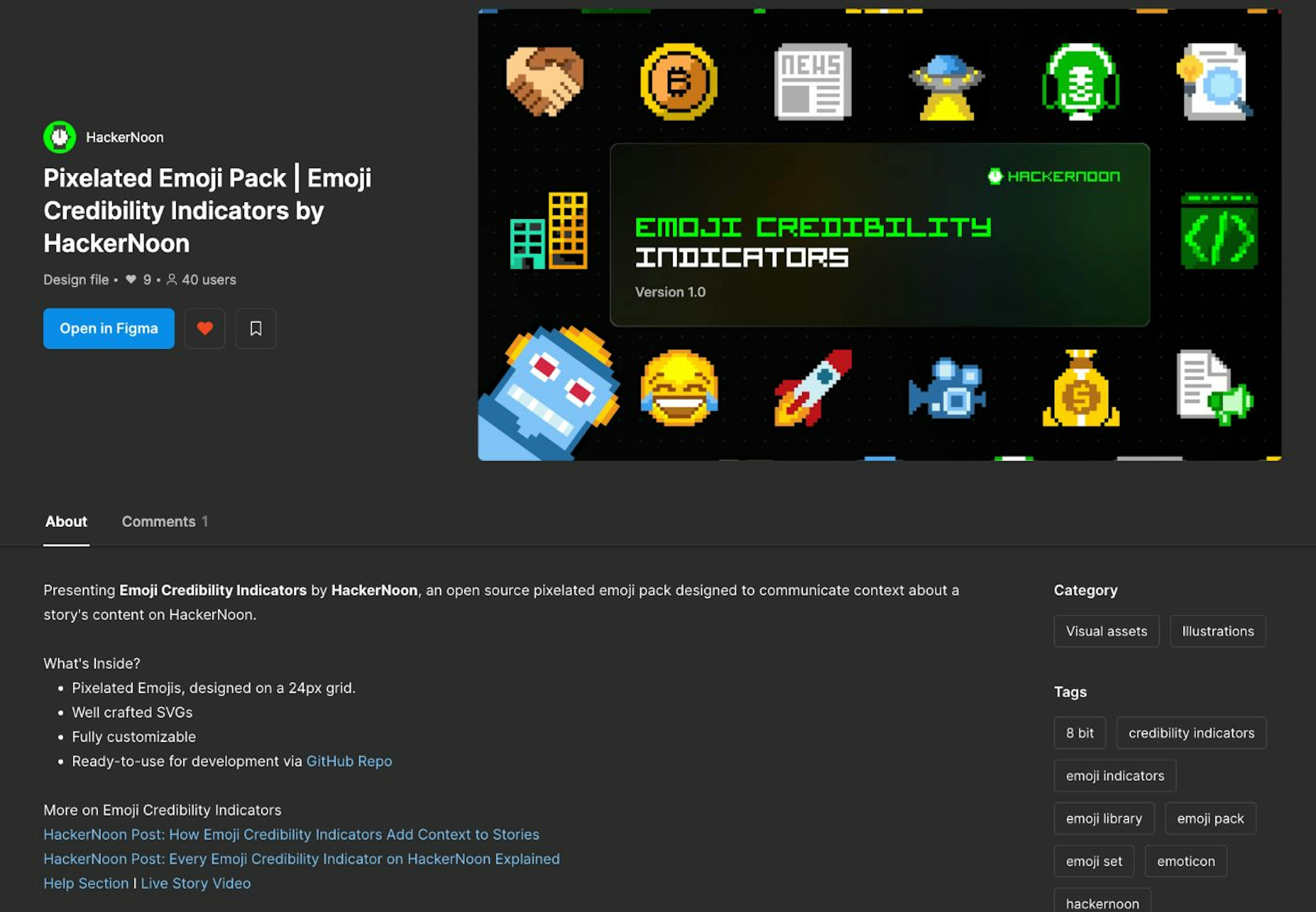 ¡Paquete de emojis pixelados de HackerNoon en Figma!