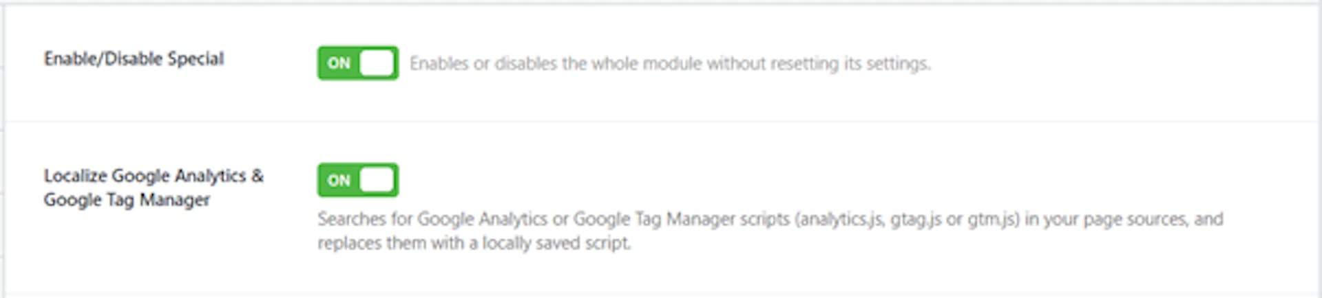 Speed Booster Pack - enable Google Analytics and Google Tag Manager.