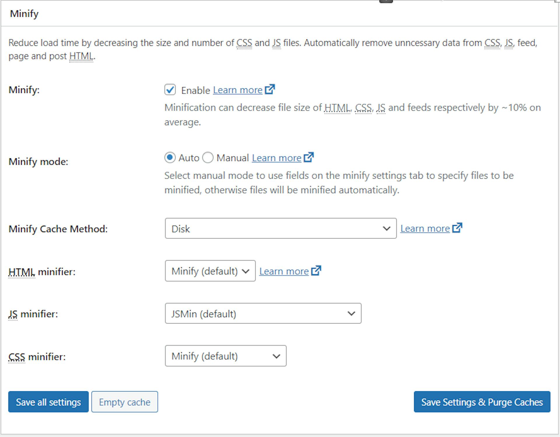 W3 Total Cache - enable Minify.