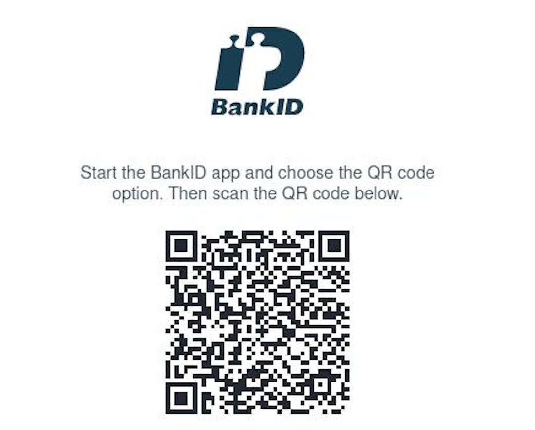Ví dụ về giao diện người dùng cho BankID trên thiết bị khác