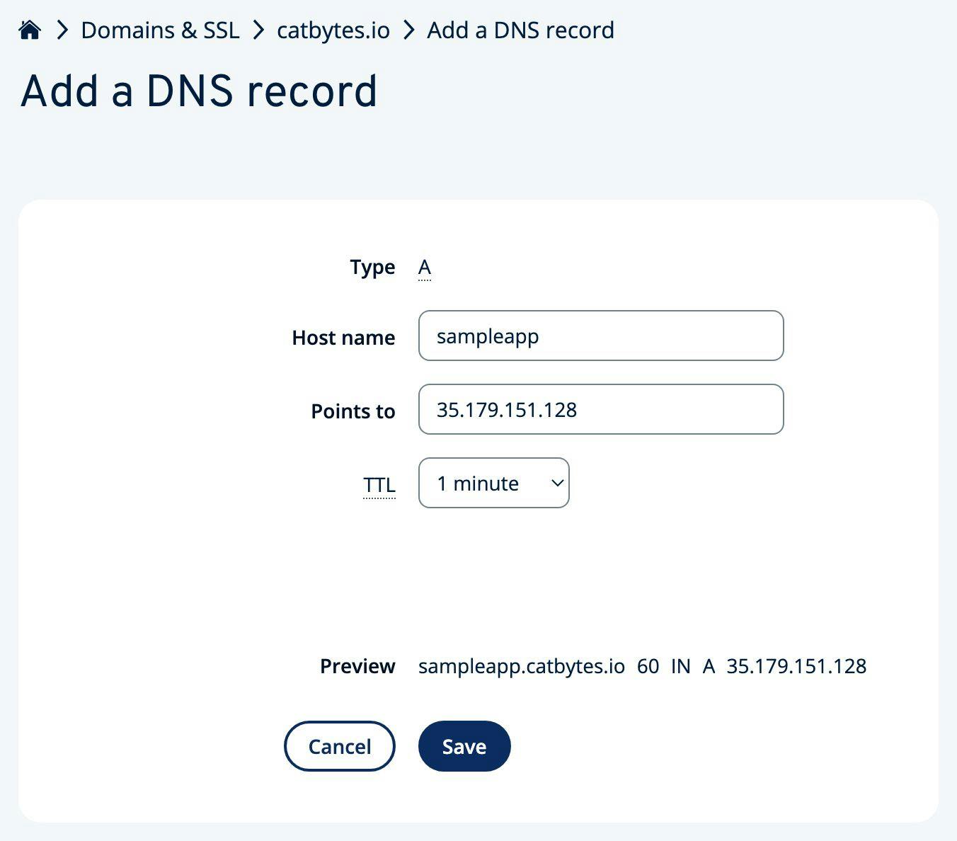 Picture 16. Adding a new DNS plate