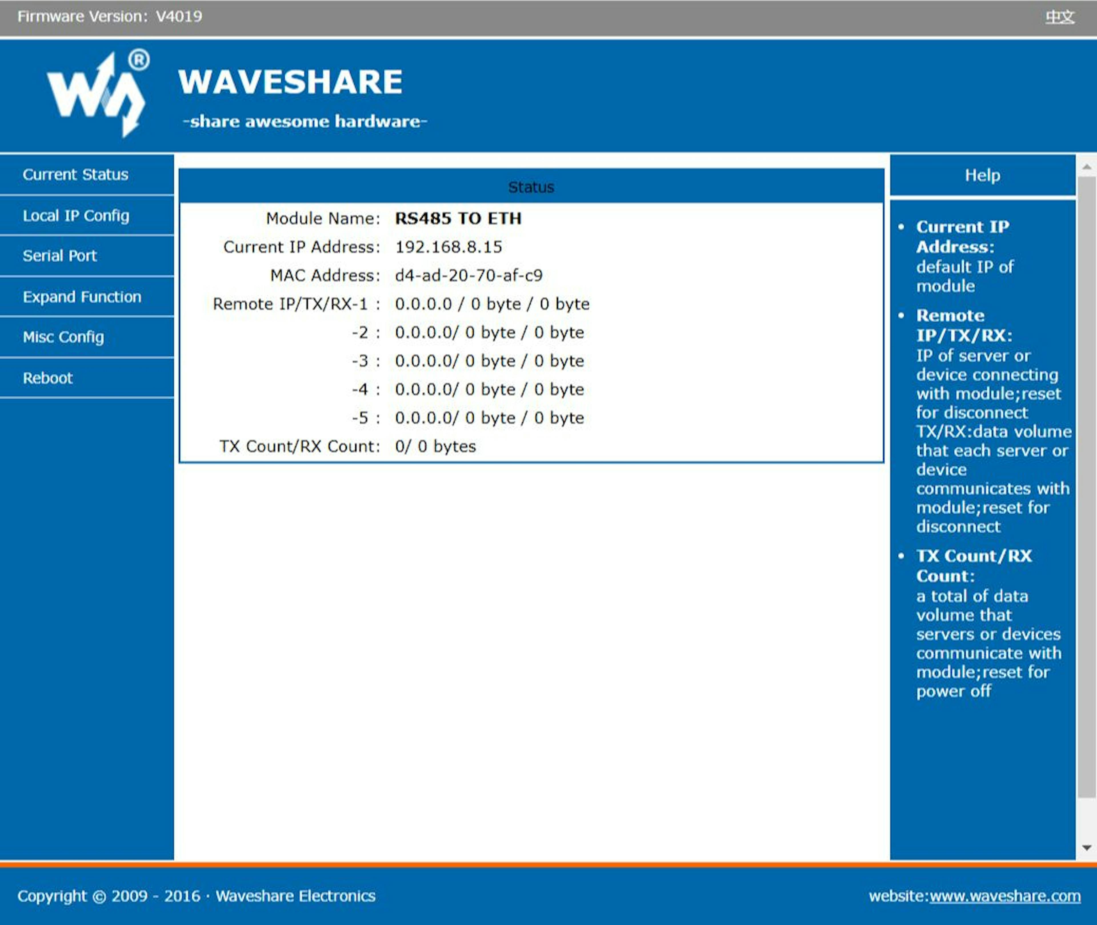 Waveshare hompage