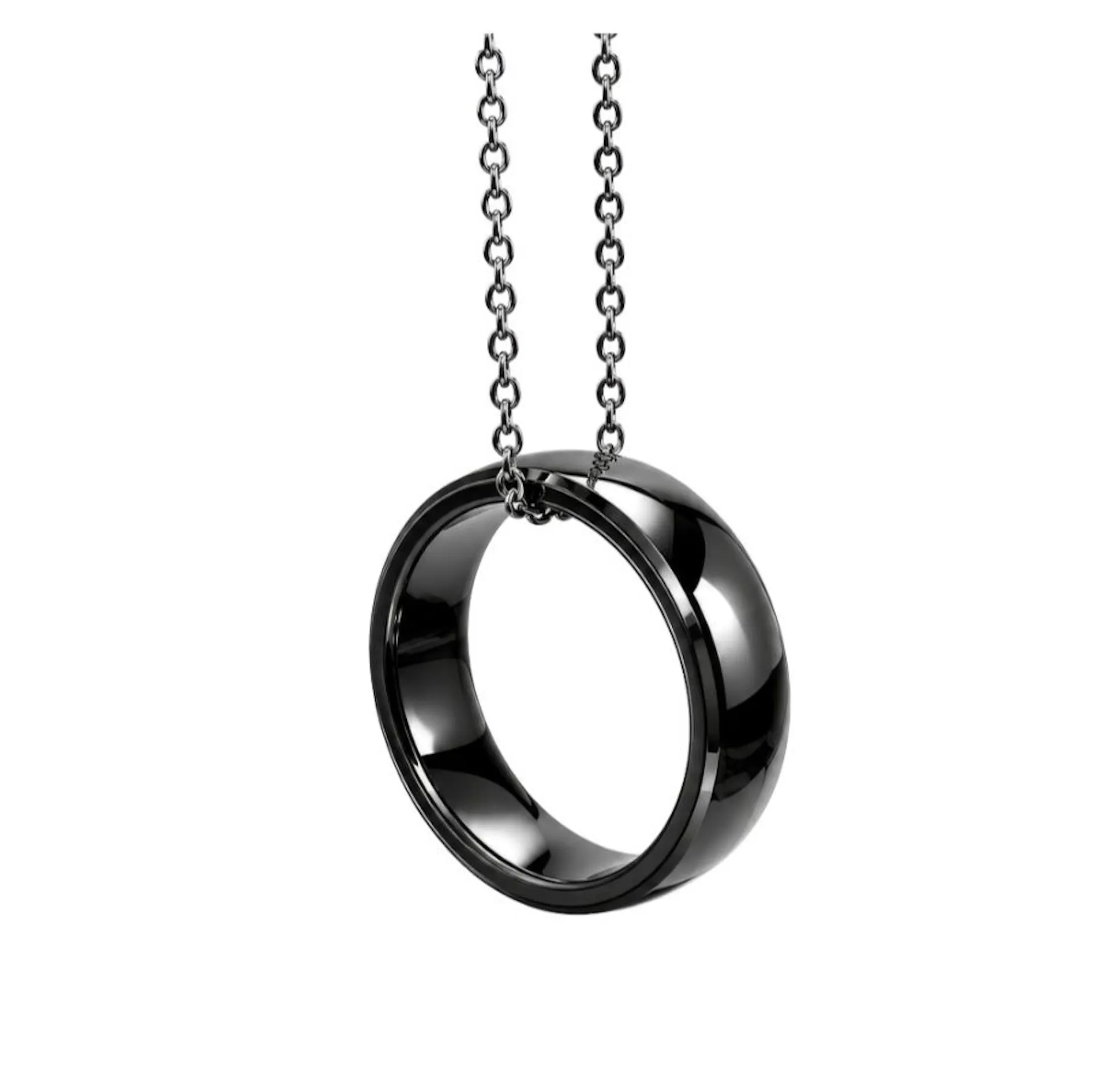 A high-strength ceramic surface resists scratches and everyday wear - wear it as a ring, or on a chain.
