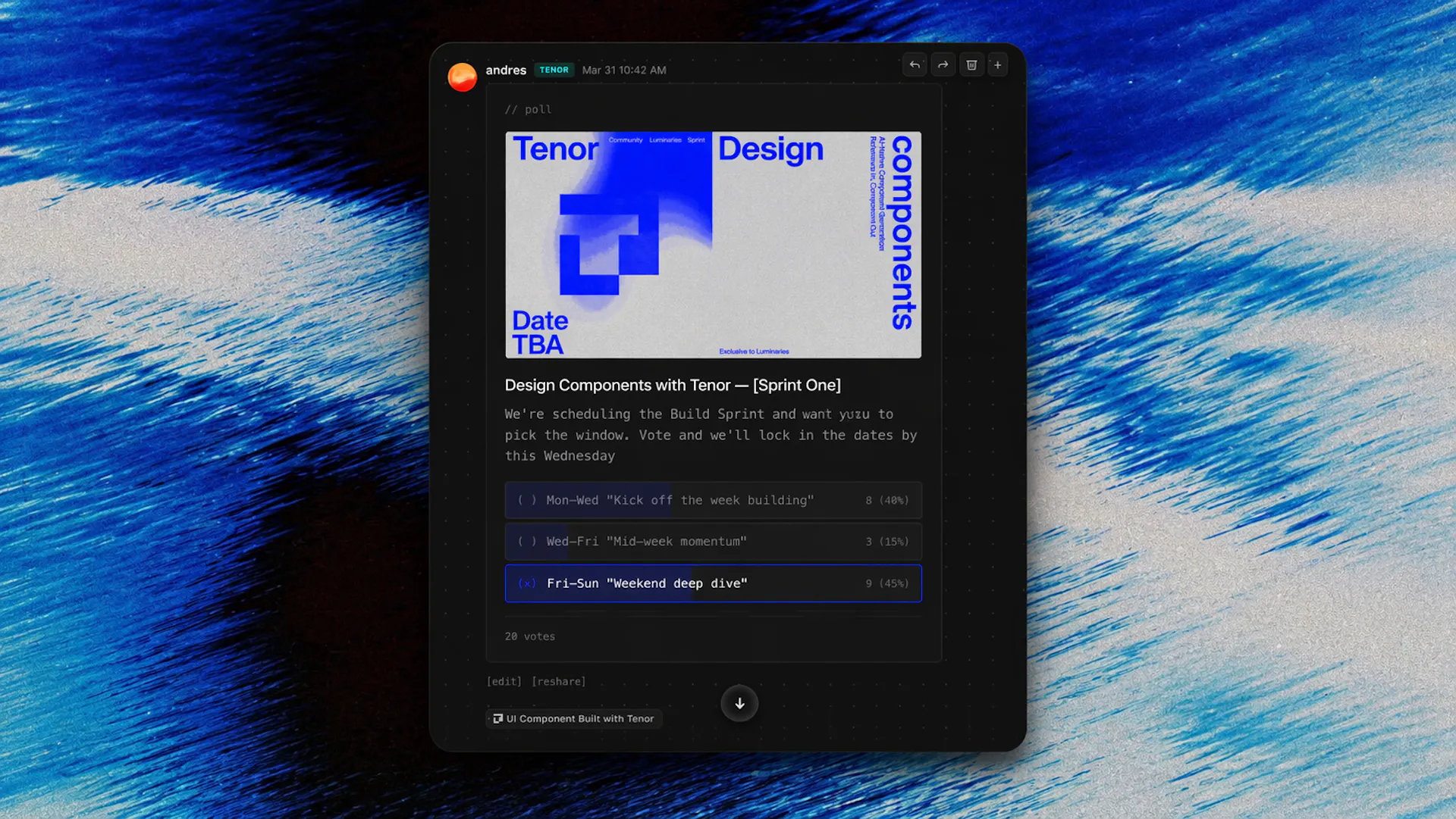 Poll UI component built and made by Tenor