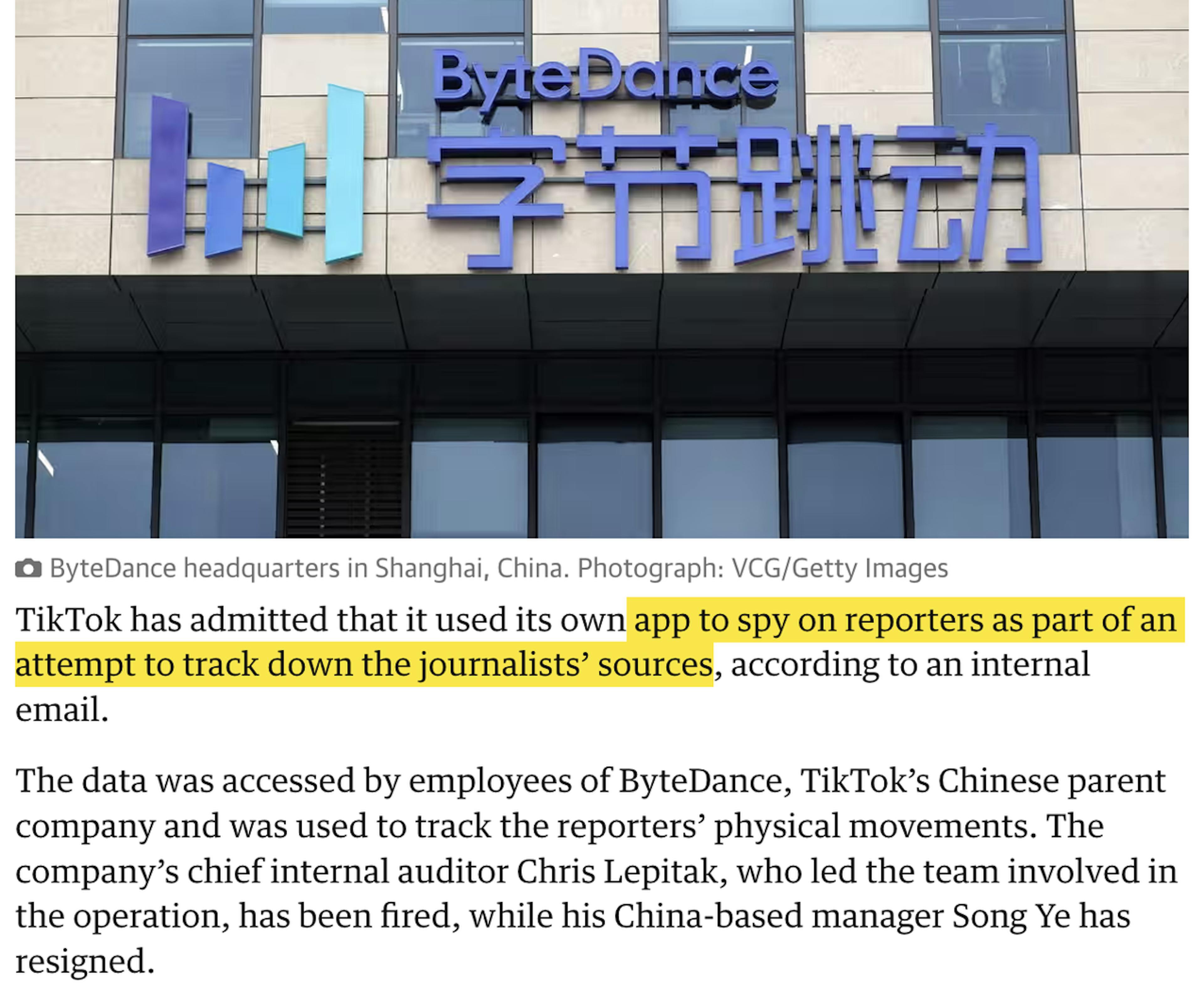 TikTok admet avoir utilisé son application pour espionner les journalistes afin de détecter les fuites.
