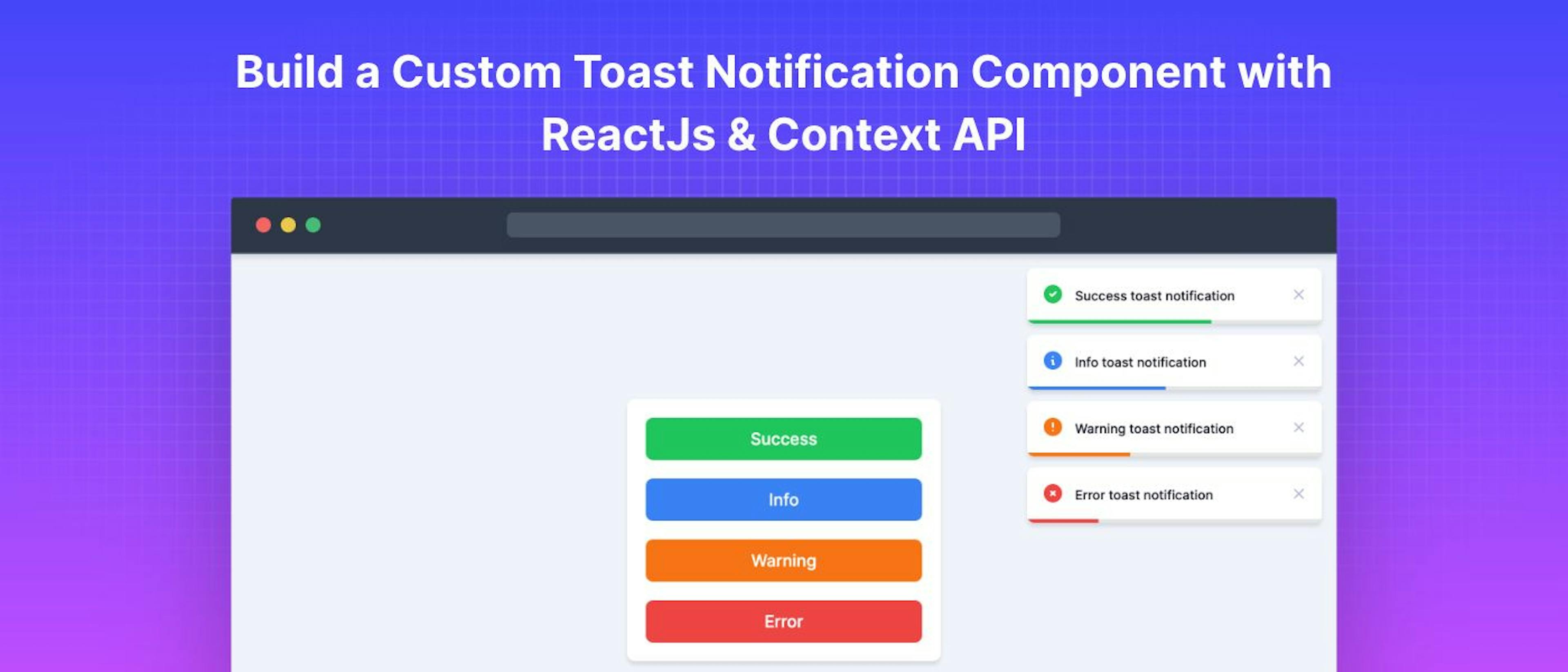 featured image - Using ReactJS and Context API to Build a Custom Toast Notification Component