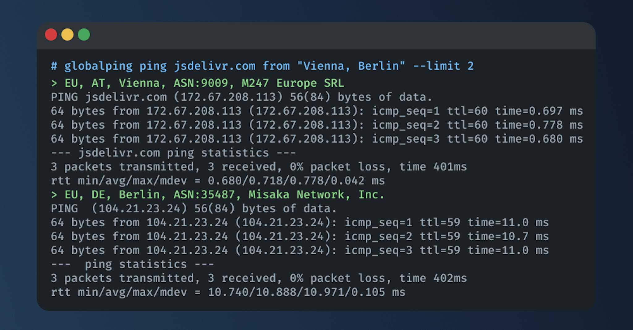ping from anywhere in the world using Globalping