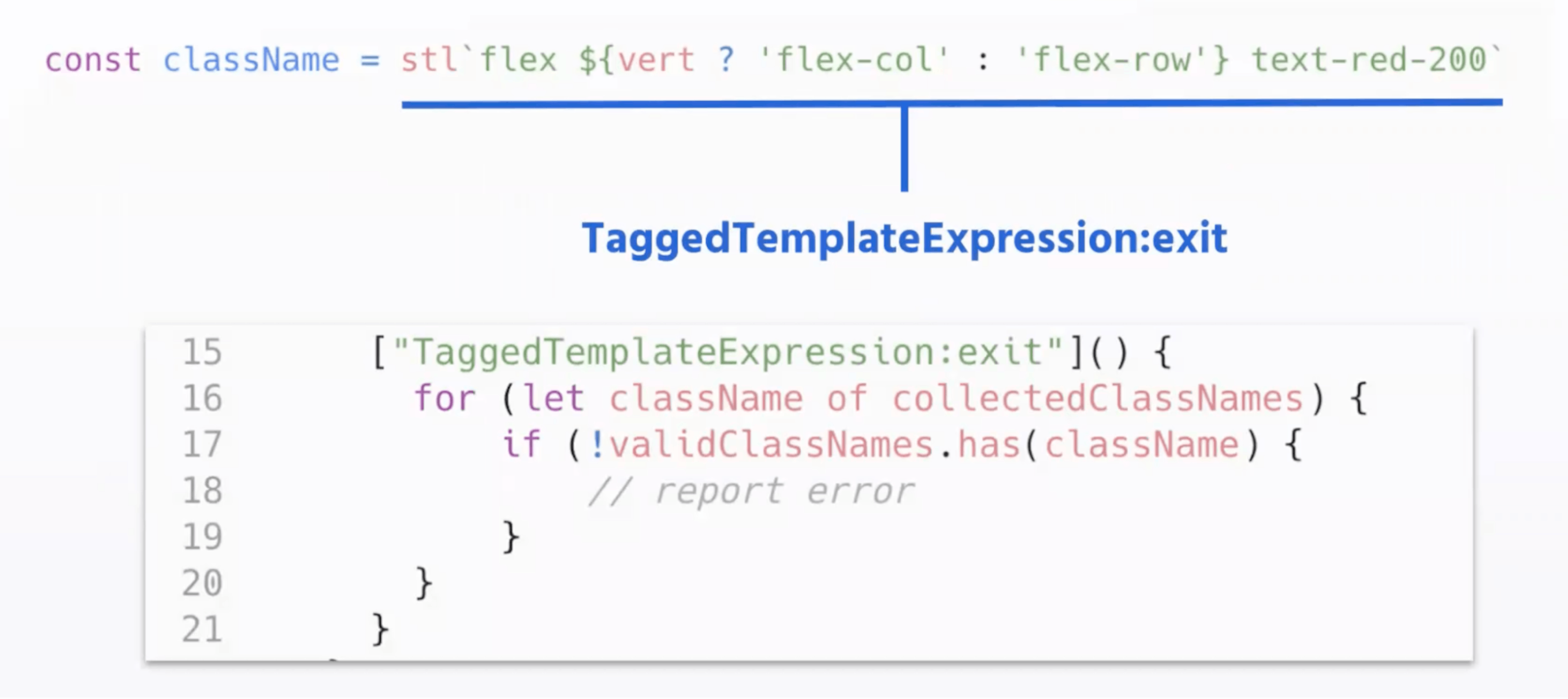 tagged template expression eslint callback
