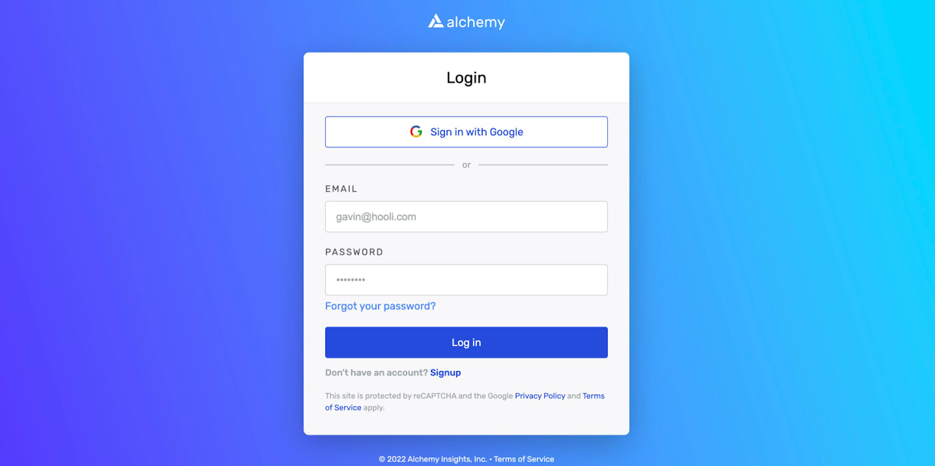 Login to Alchemy