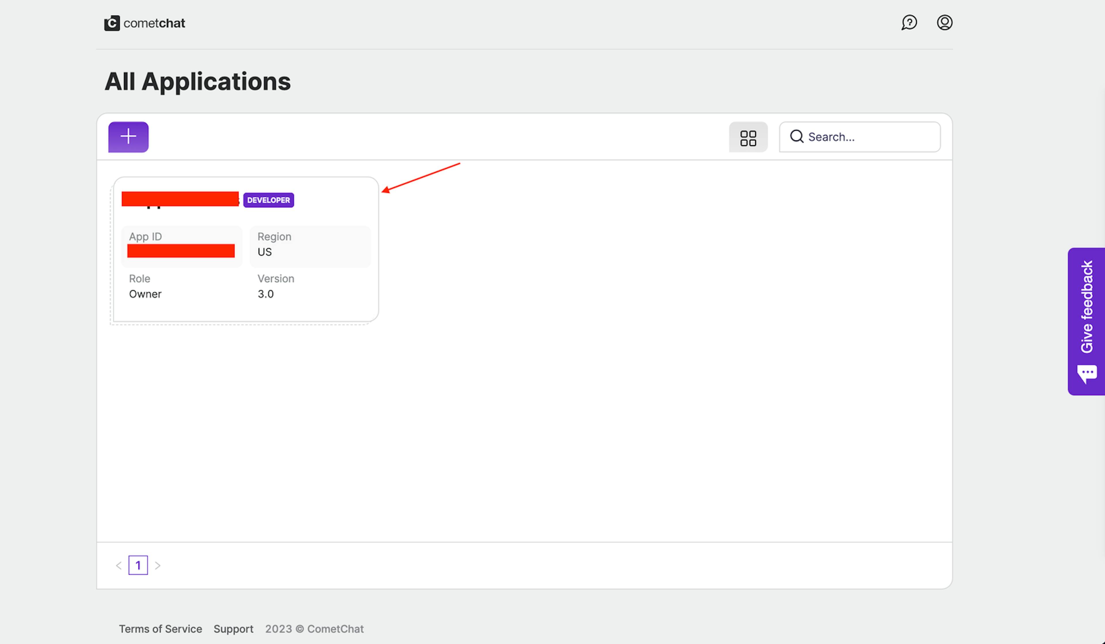 Select your created app