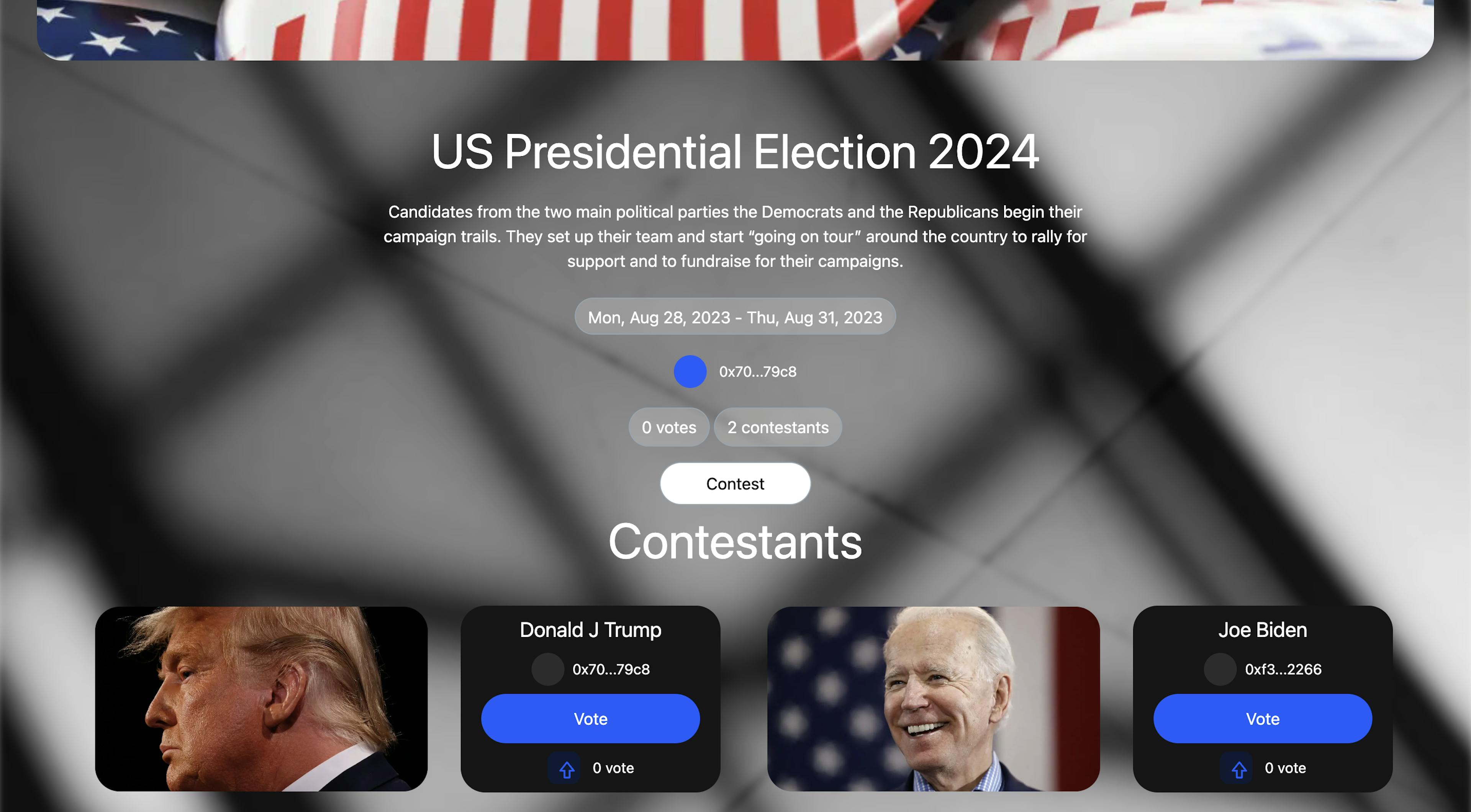Shows the Voting Page