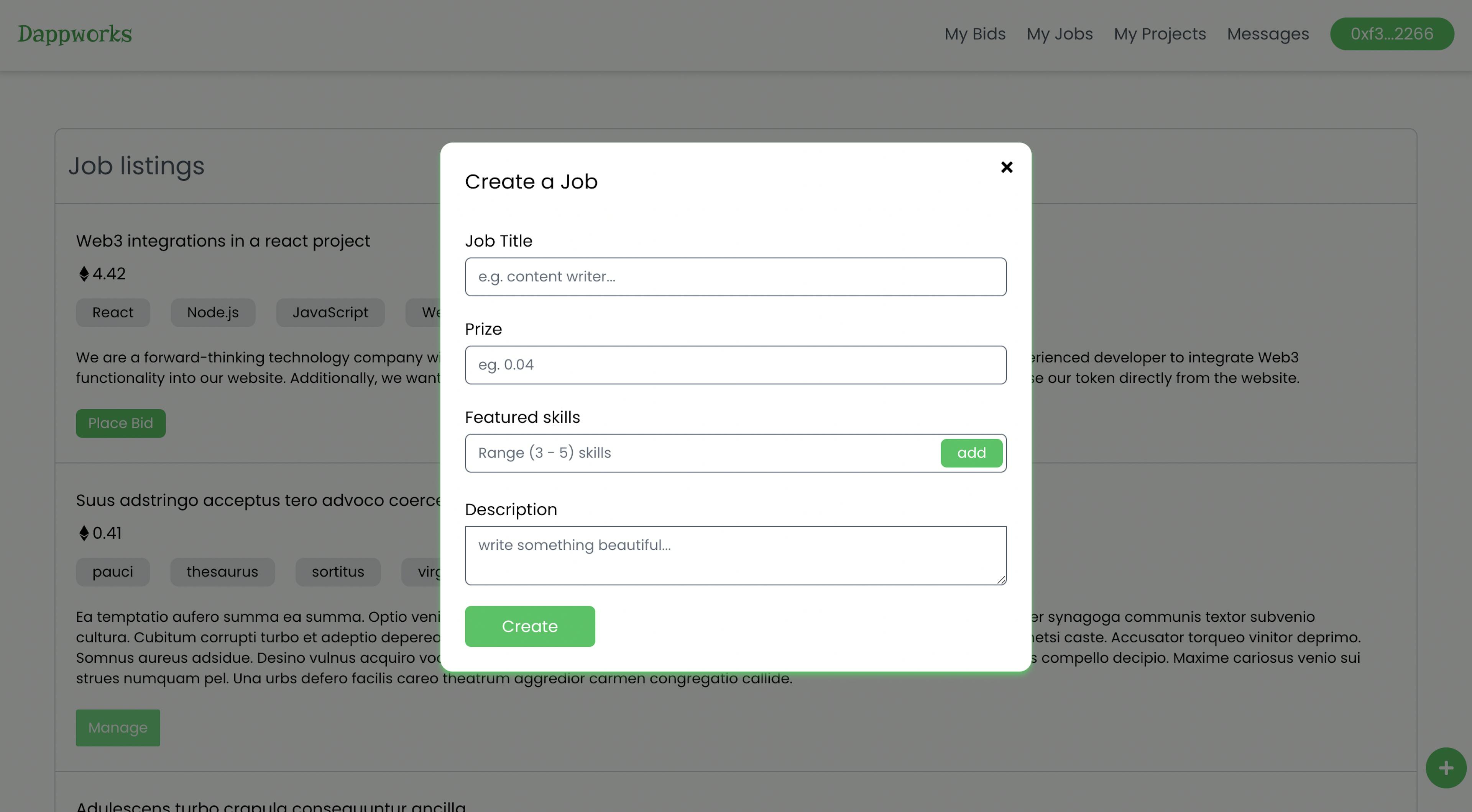 Create Job Component