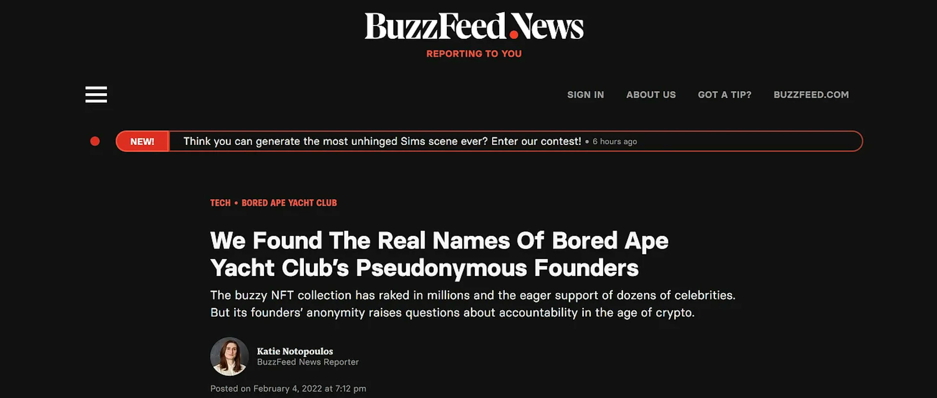 Founders of the Bored Ape Yacht Club (BAYC) NFT project were doxxed by BuzzFeed in 2022.