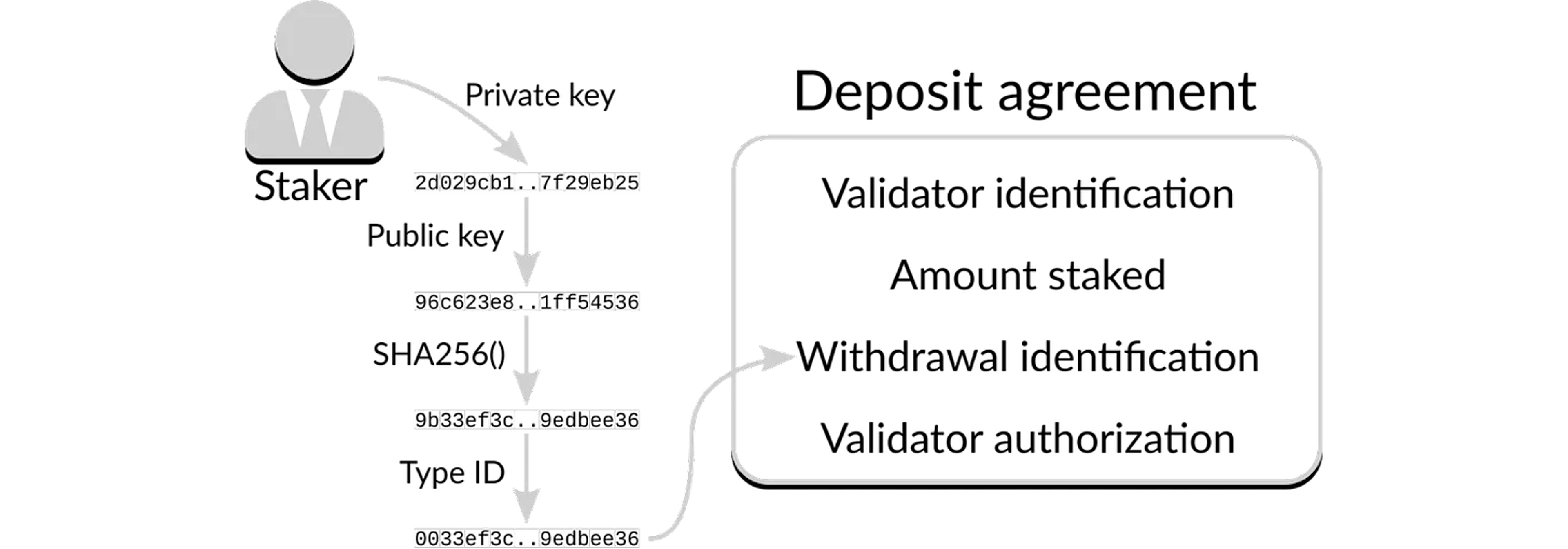 Use of the withdrawal key in a validator deposit request process.(source)