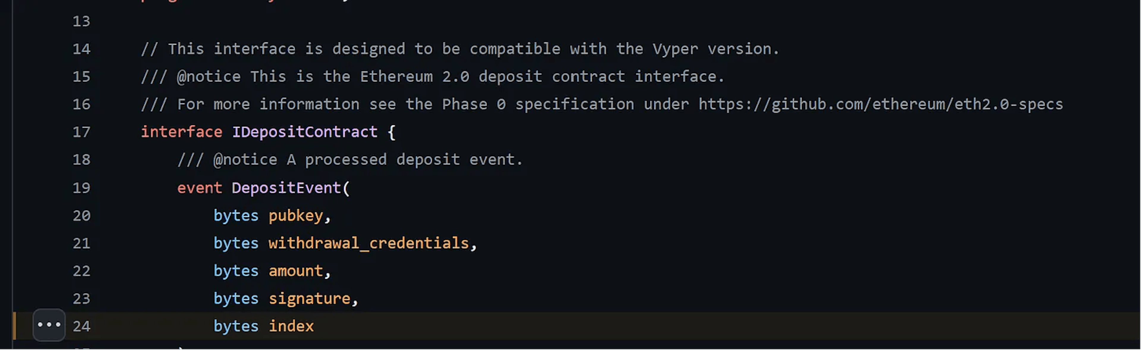 Deposit contract event schema (source)