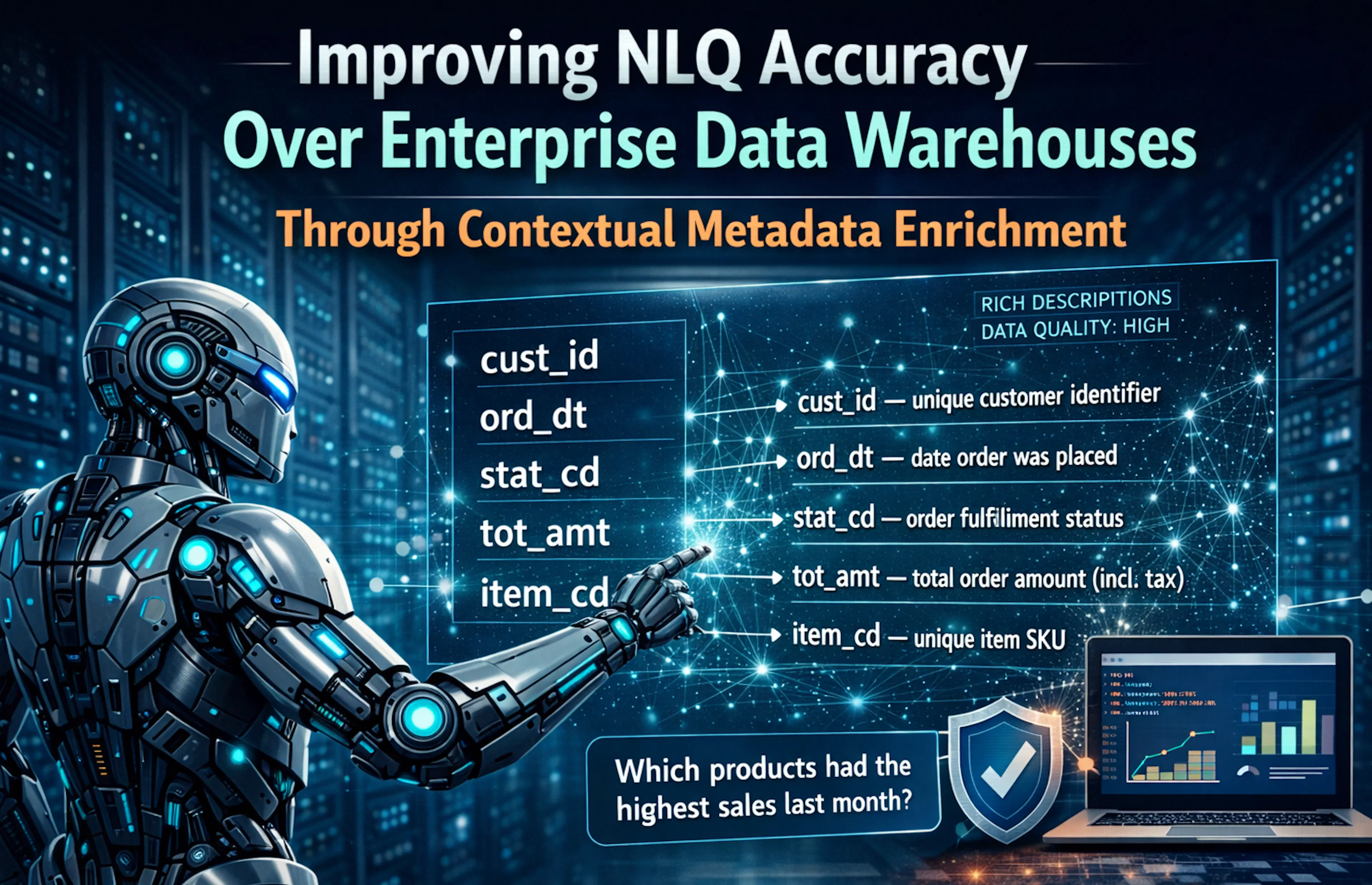 featured image - Improving NLQ Accuracy Over Enterprise Data Warehouses Through Contextual Metadata Enrichment