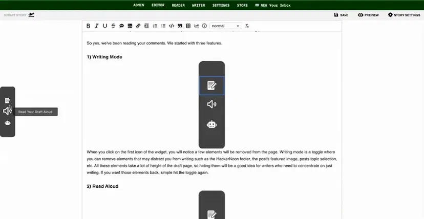 /writing-mode-less-distractions-hear-your-draft-read-aloud-and-access-ai-feedback feature image