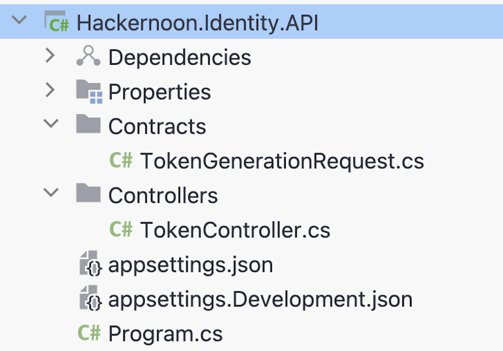 API de identidade – estrutura do projeto