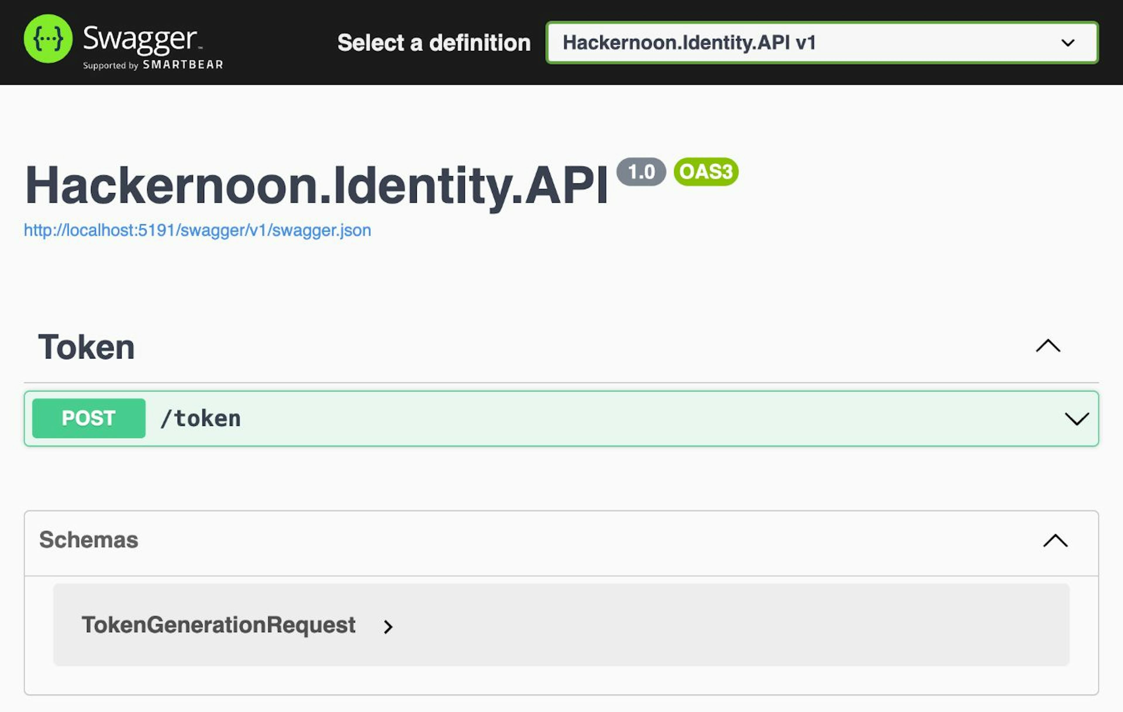 Identity API - Swagger UI