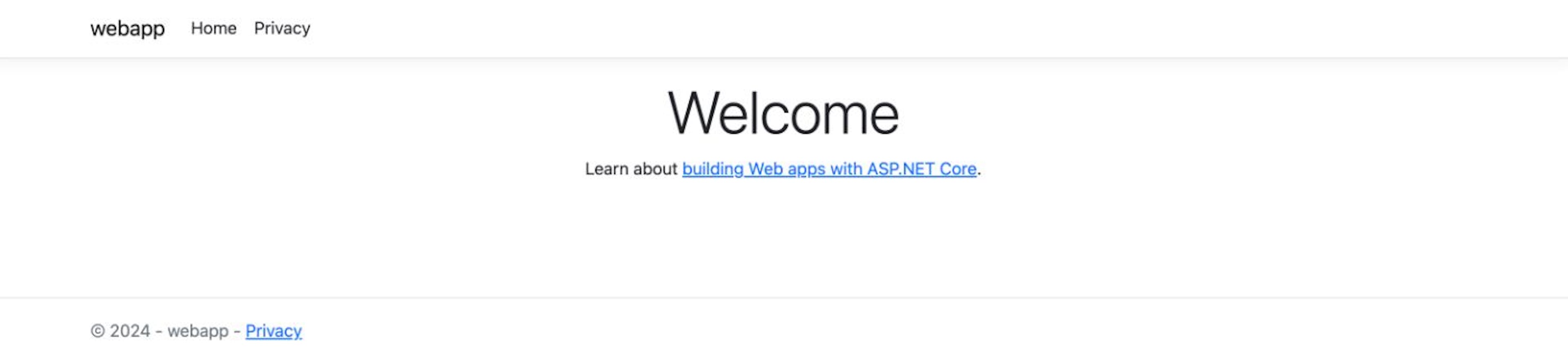 Application Web ASP.NET Core : page d'accueil