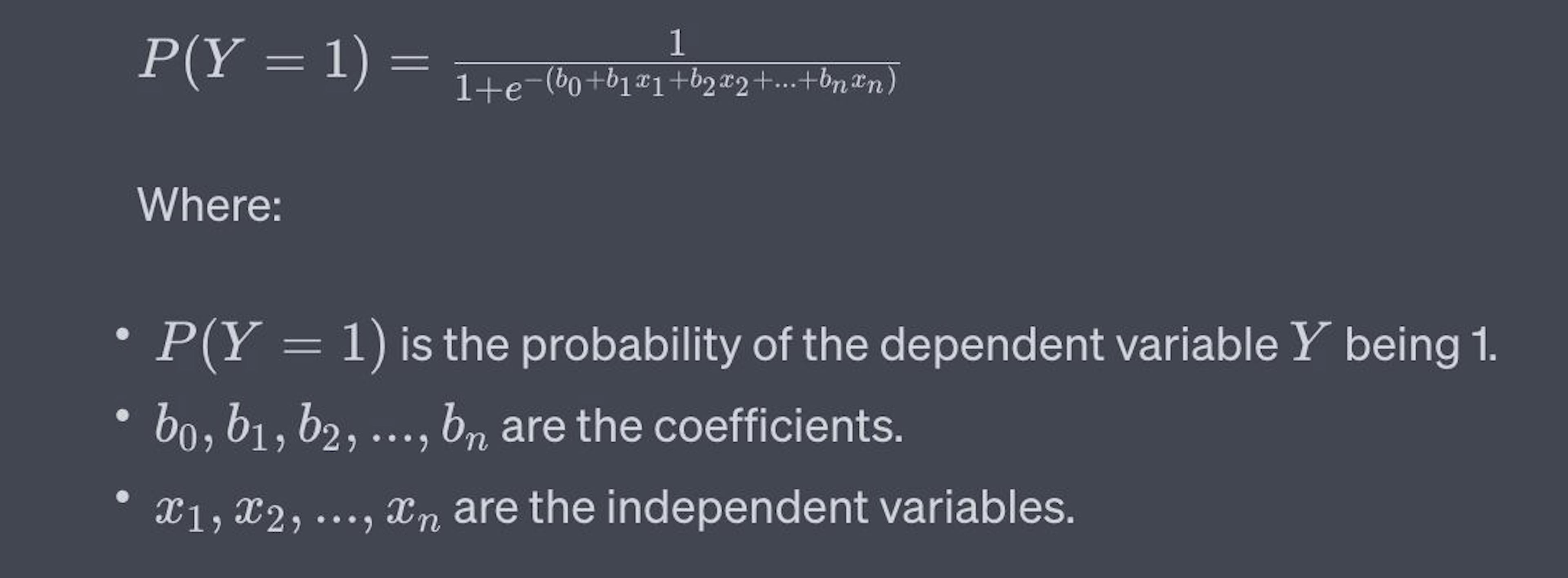 logistic regression model equation