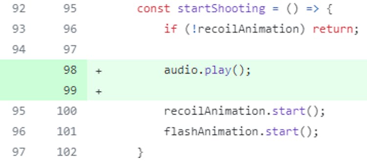 Playing audio in the startShooting function
