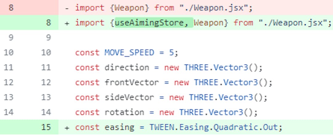 Importing useAimingStore and the easing constant