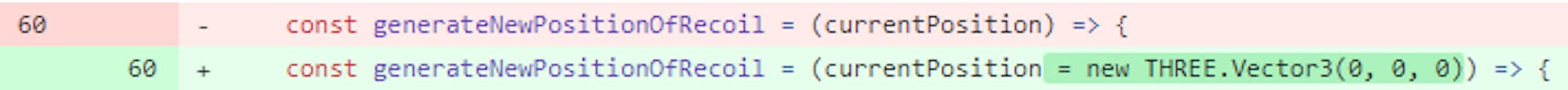 Default value for the function generateNewPositionOfRecoil