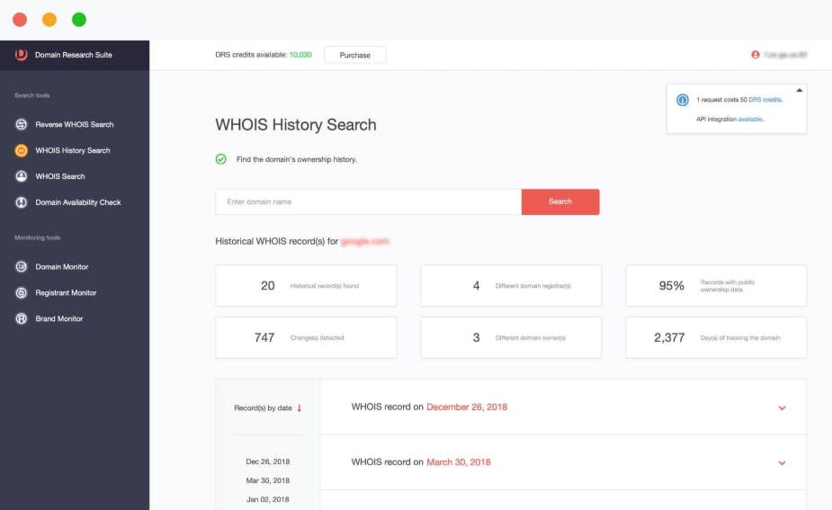 Whois History - DomainTools