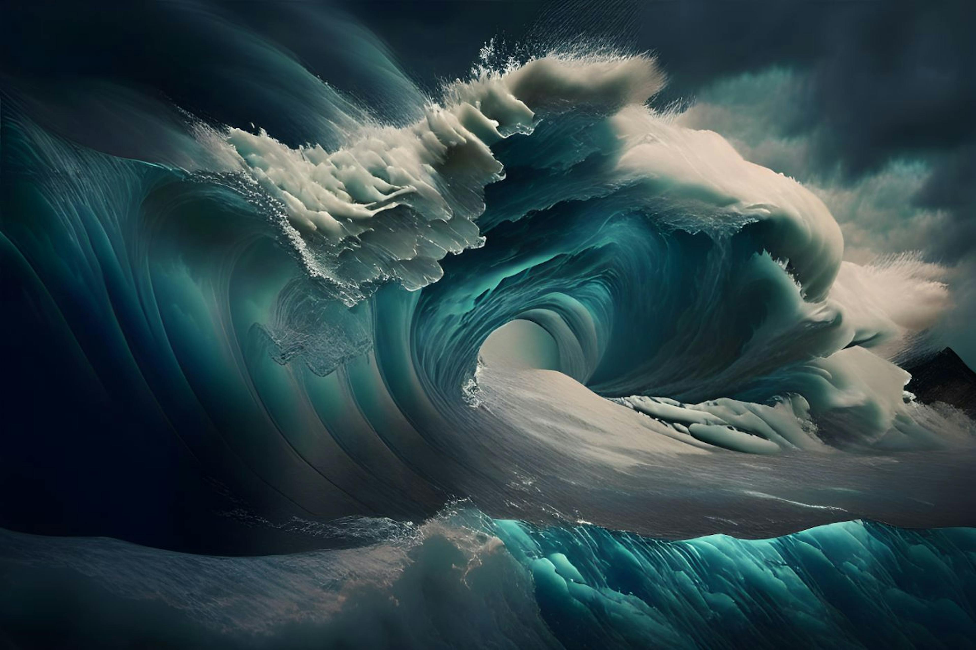 Wave sweeping over the world Image