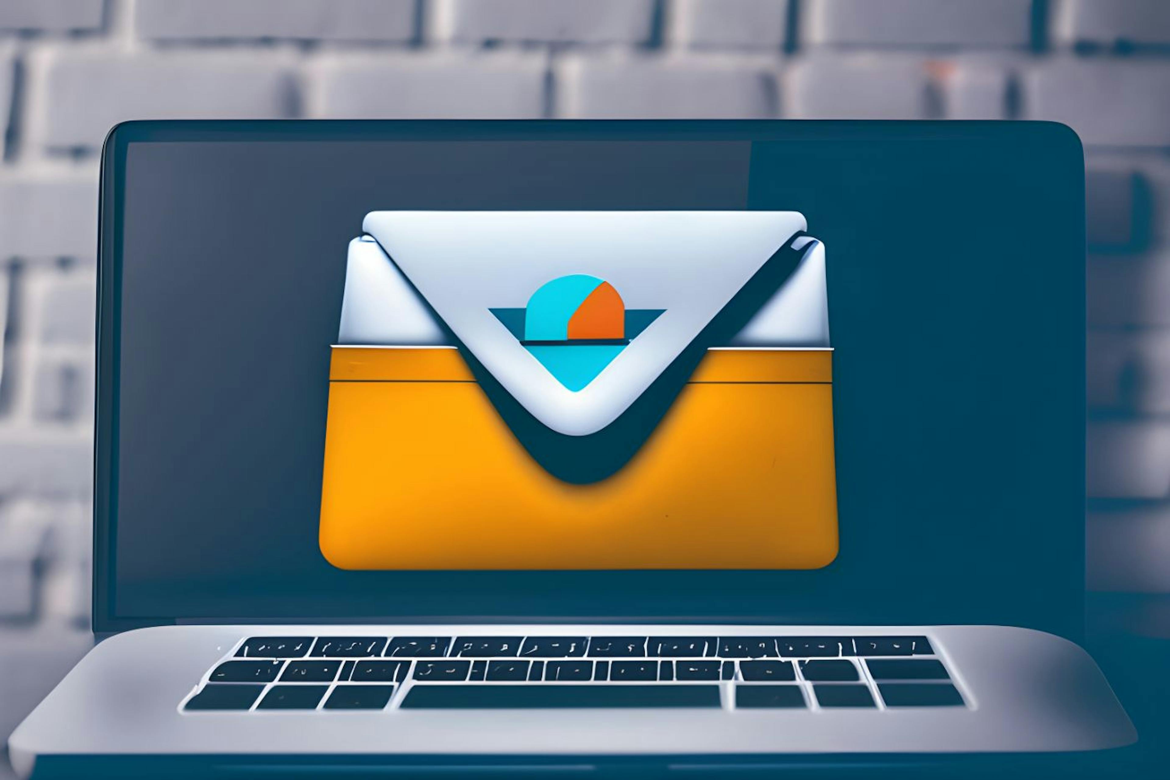 Email icon on a laptop Image