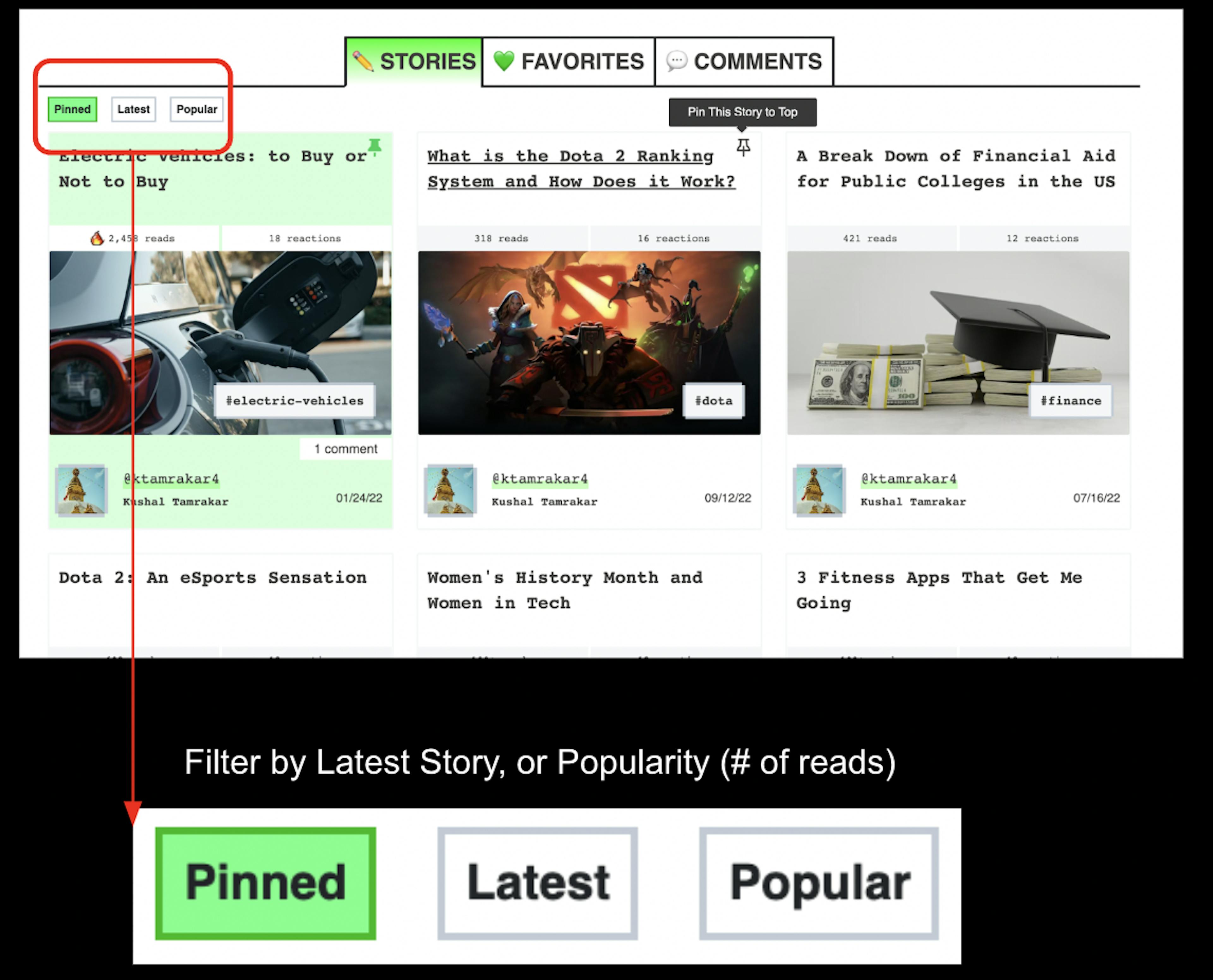 You can now filter stories according to your preference